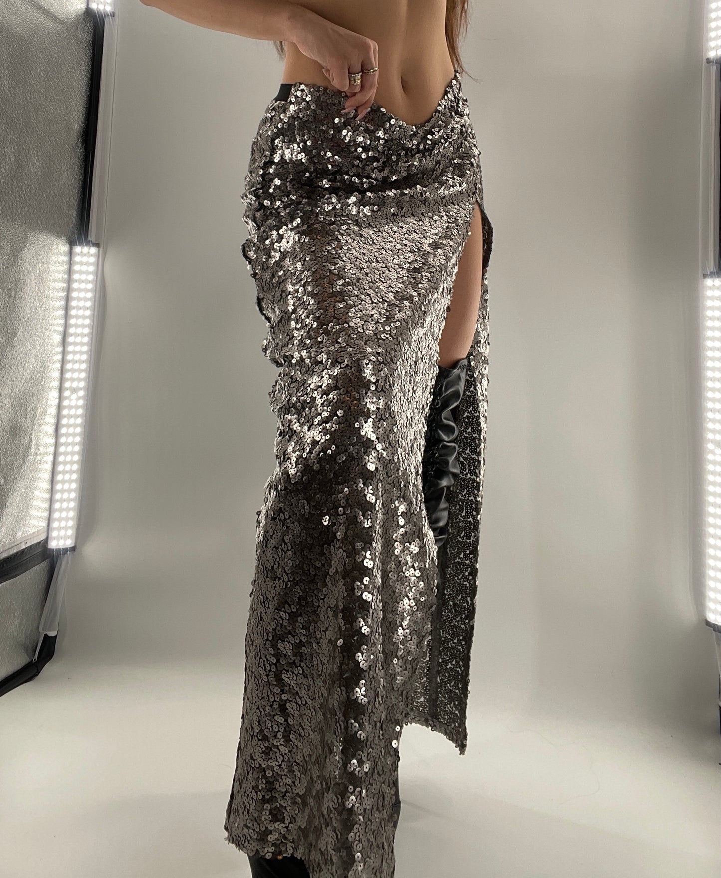 Blu Moon Free People Silver Sequin Skirt (Medium)