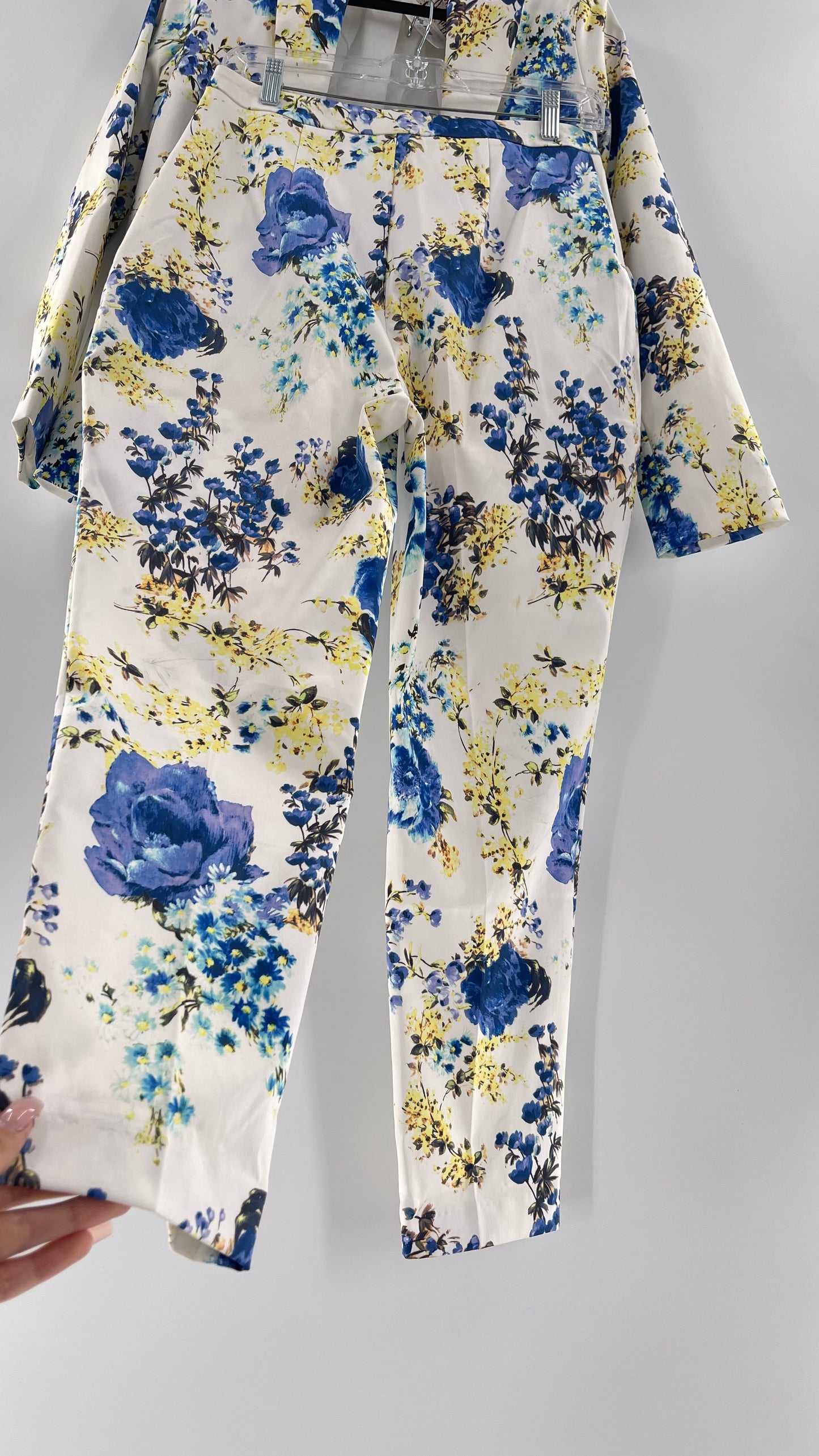 ASOS White Floral Blazer and Trouser Set (Size 4 blazer, Size 6 trouser)