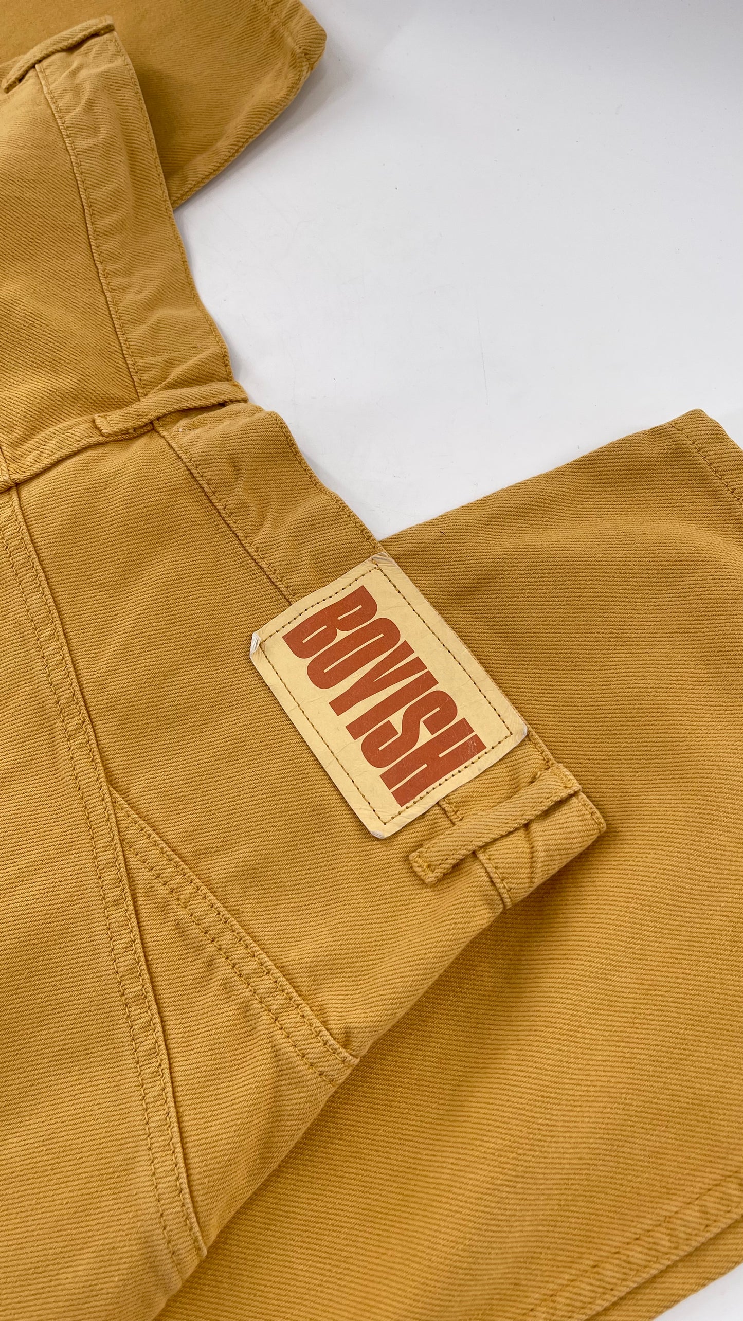 BOYISH Free People Mustard Yellow Straight Leg Jeans (32)