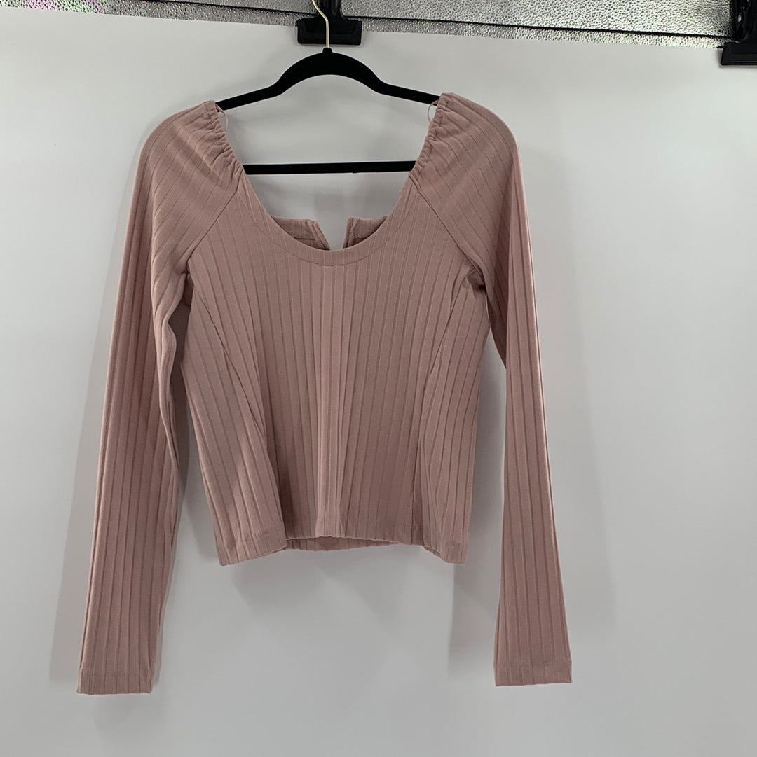Free People Mauve Ribbed Top (L)
