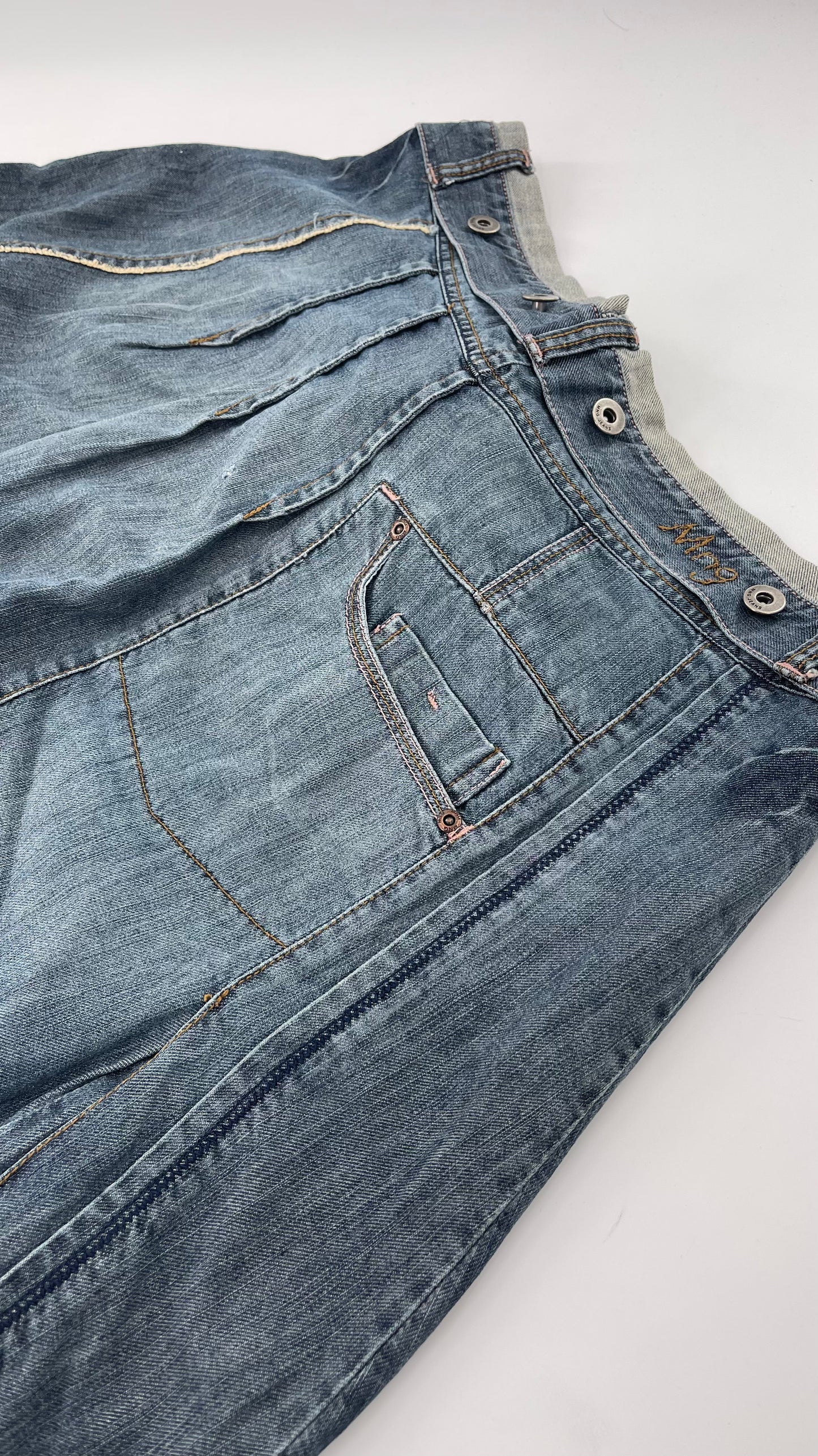 Vintage MNGjeans Pleated Bow Front Denim Skirt (12)