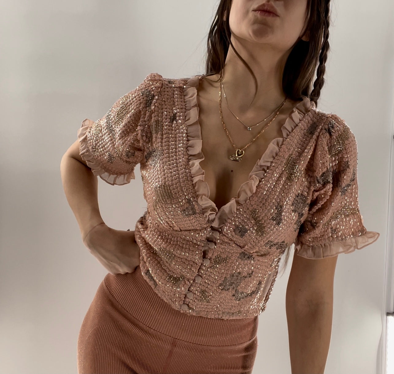 Forever that Girl Anthropologie Sequined Blouse (XS)