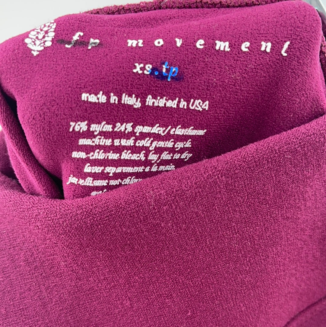 Free People Movement Dark Pink Self-Hem Leggings (Size XS)