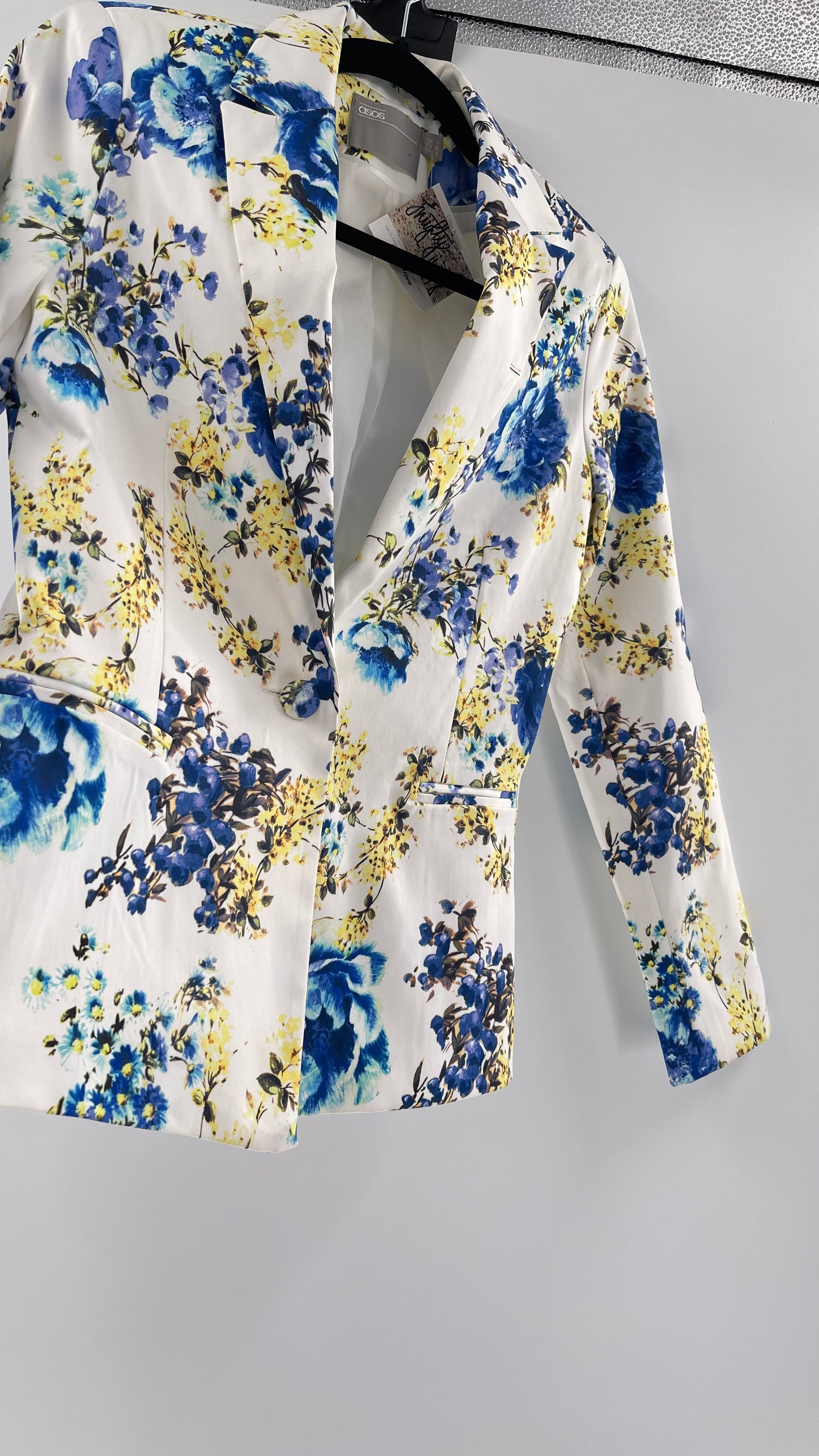 ASOS White Floral Blazer and Trouser Set (Size 4 blazer, Size 6 trouser)