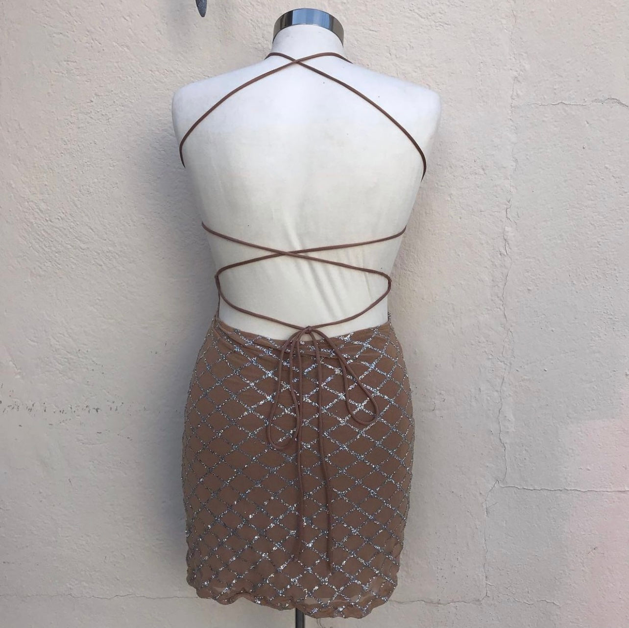 Motel - Nude Body-con Mini Dress (Size Small)