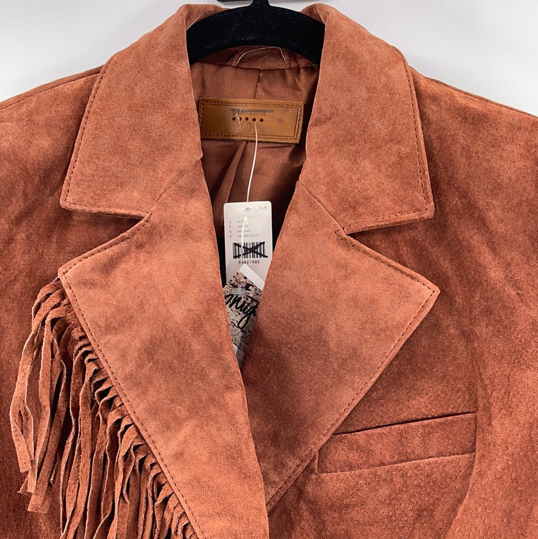 Anthropologie- Blank NYC - Cedar Cropped Suede Fringed Jacket With Front Buttons (Size S) *WITH TAGS*