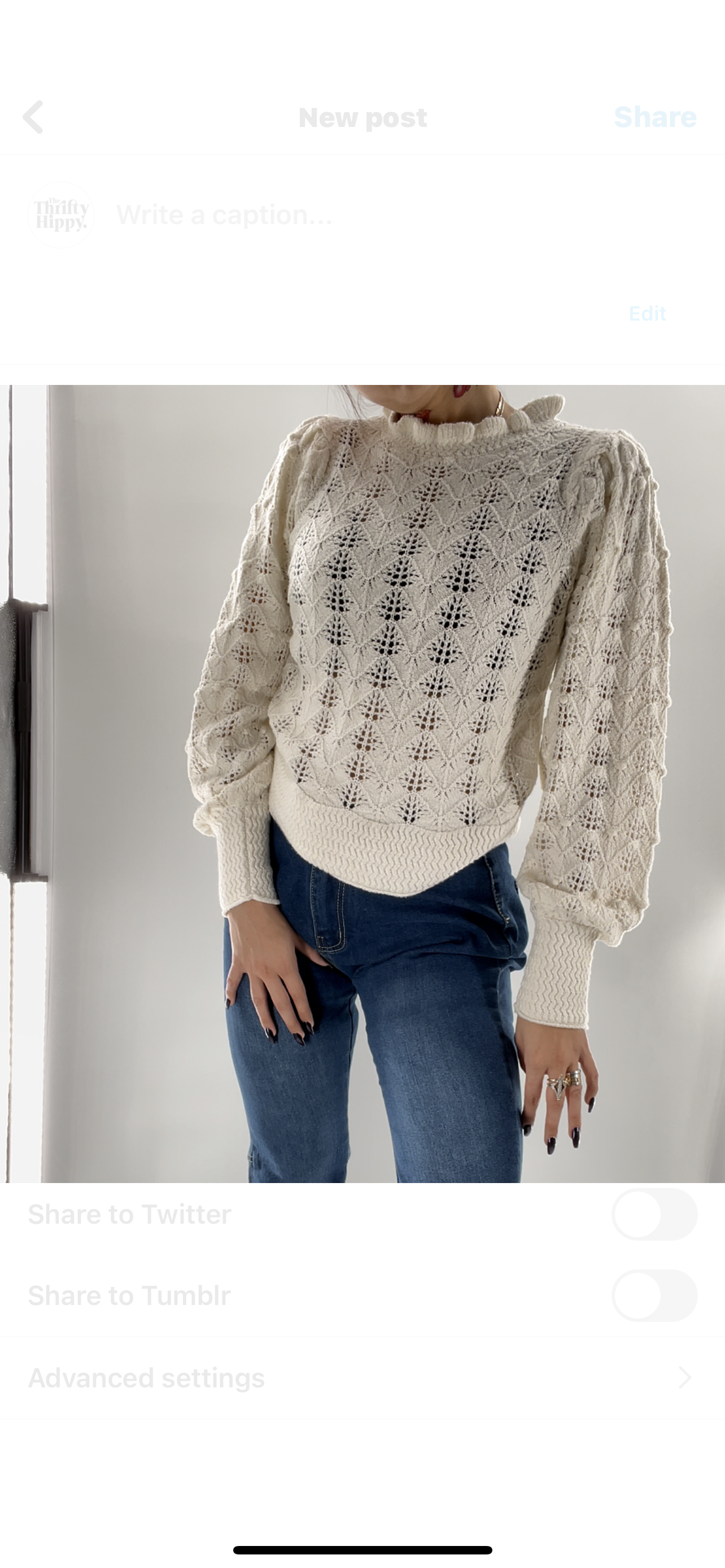 UNSUBSCRIBED Cream Sweater Size S