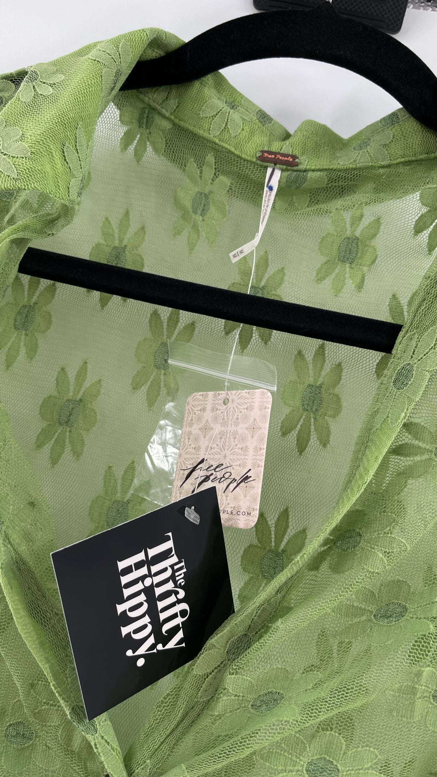 Free People Flower Fields Green Lace Collared Button Up (Small)