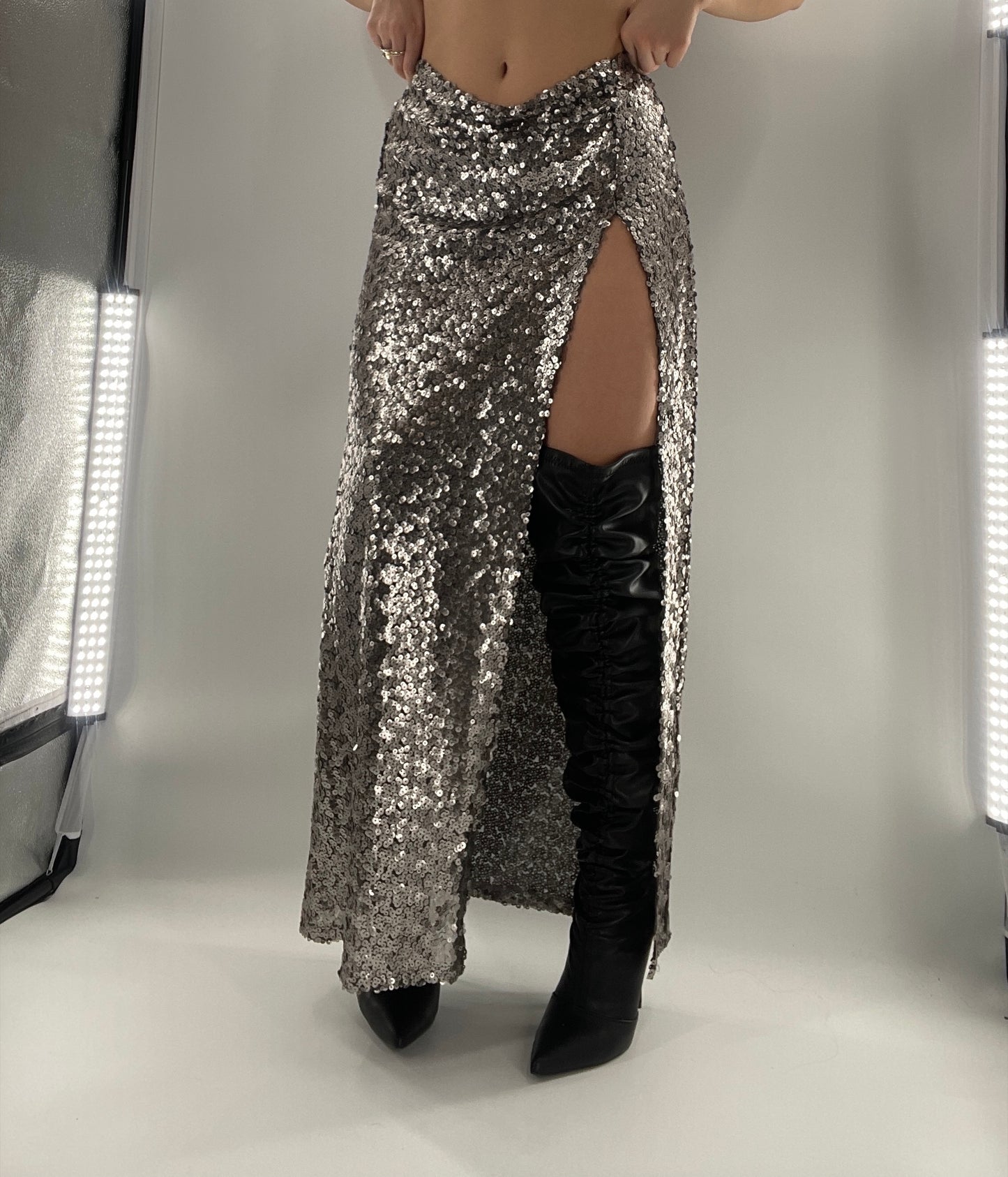 Blu Moon Free People Silver Sequin Skirt (Medium)