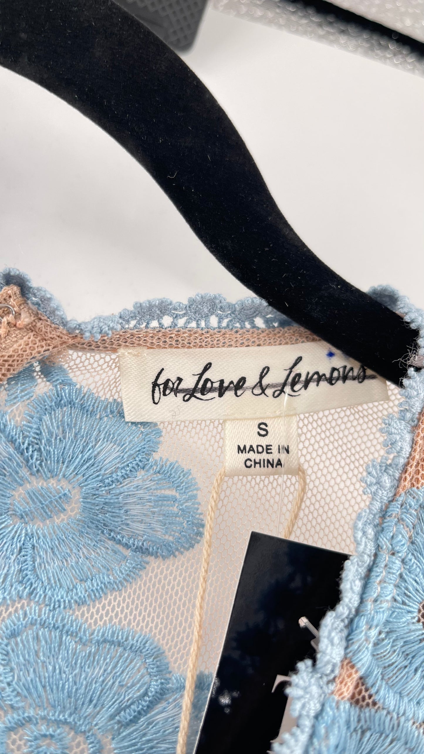 For Love and Lemons Powder Blue Embroidered Temecula Maxi Dress