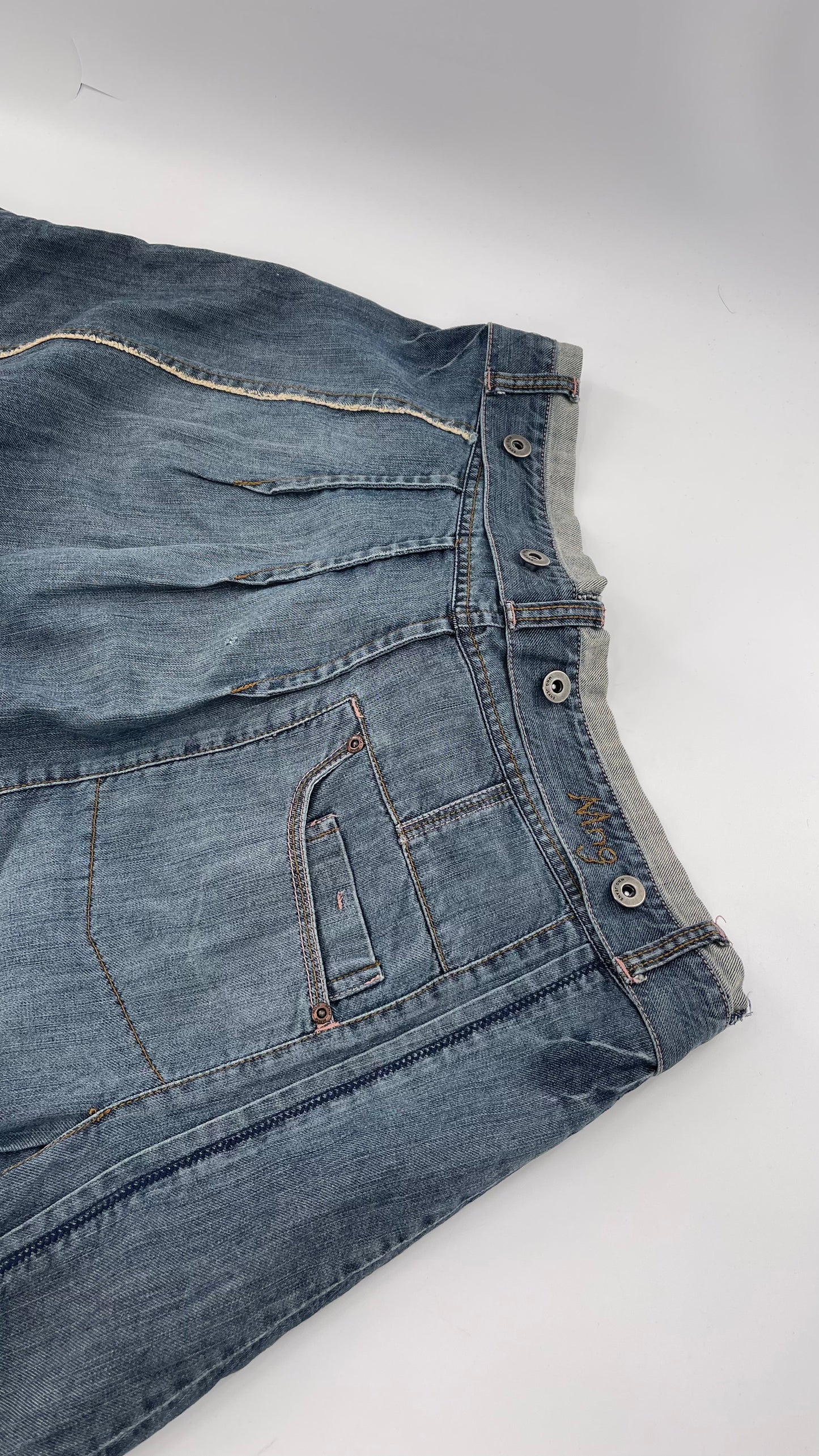 Vintage MNGjeans Pleated Bow Front Denim Skirt (12)