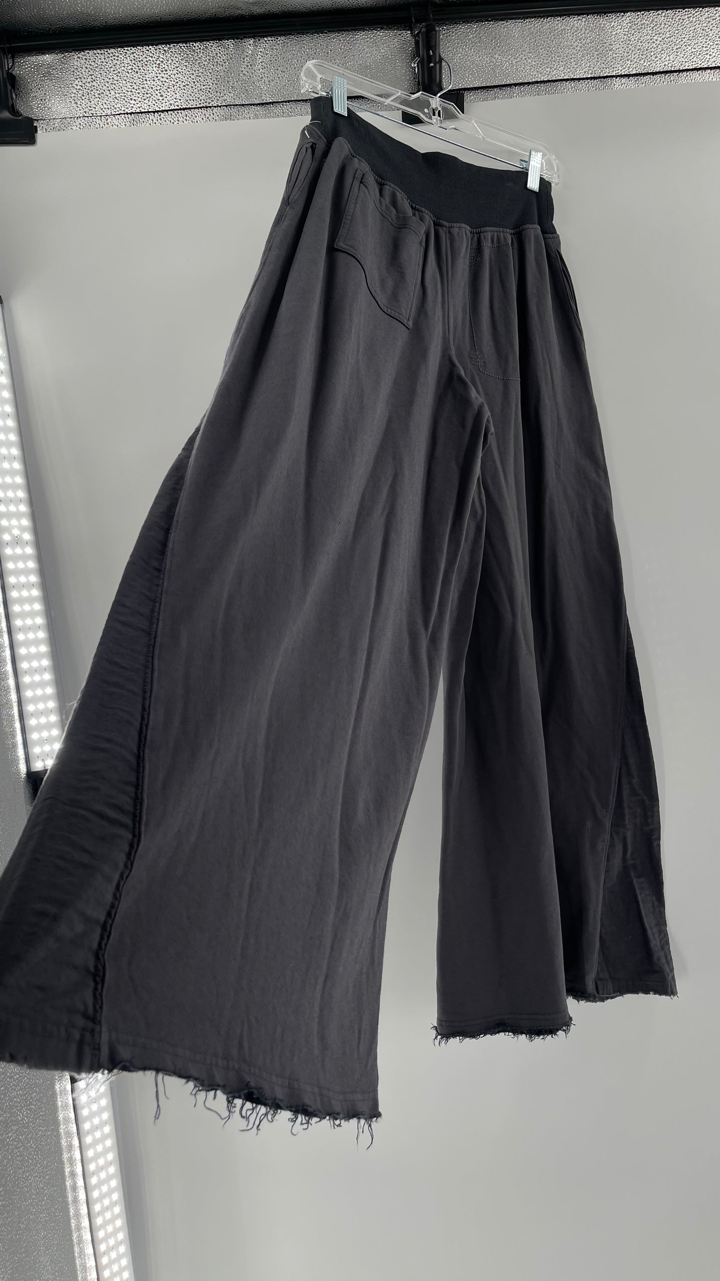 Free People Charcoal High Waisted Jersey Flare Legs (Small)