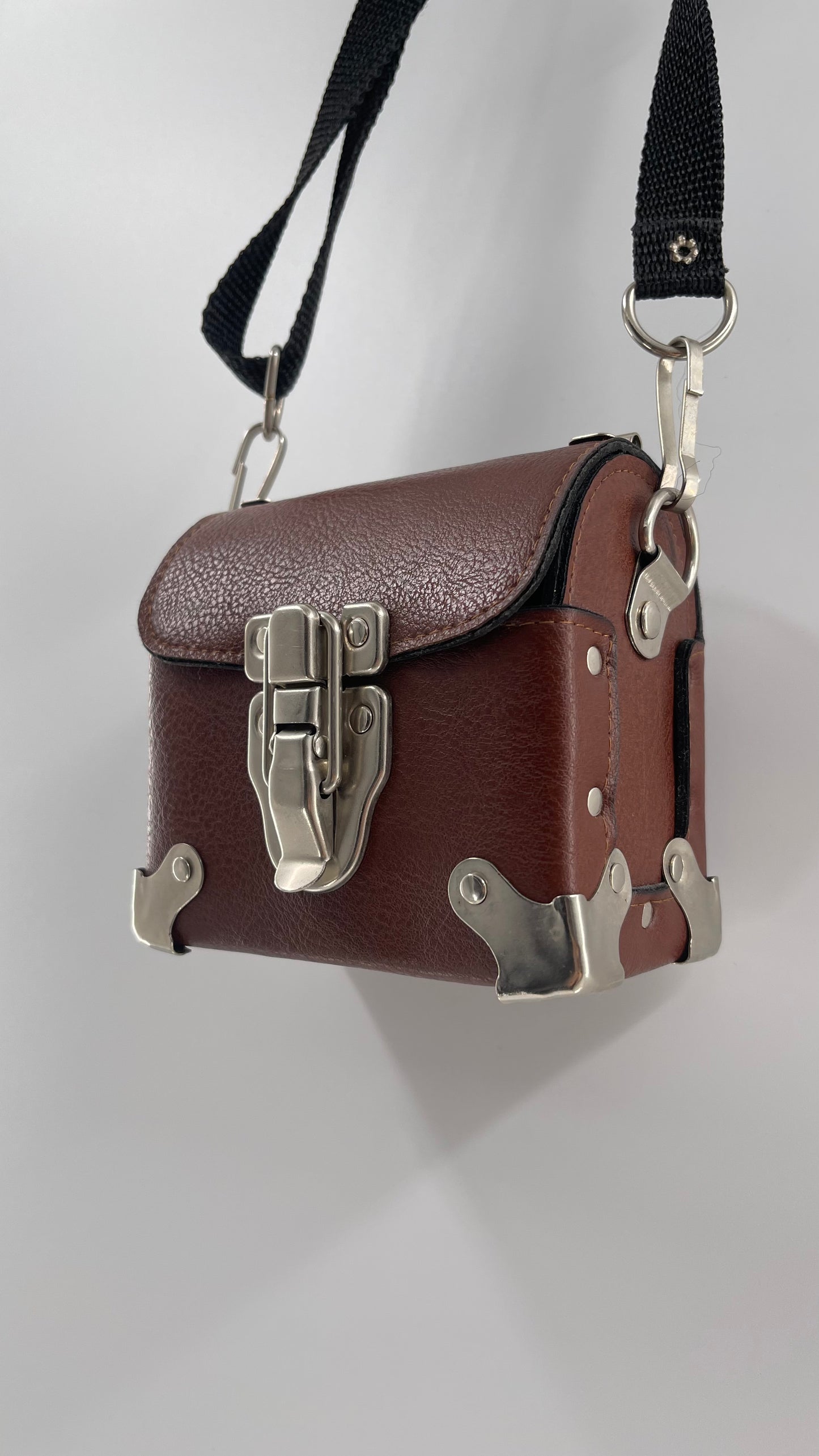 Vintage US Made Brown Leather Trunk Purse