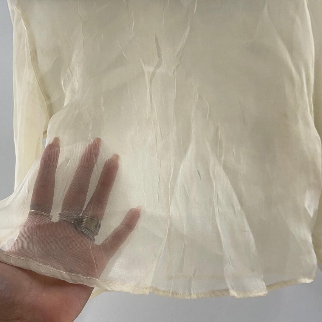 LIONESS cream organza mock neck (S)