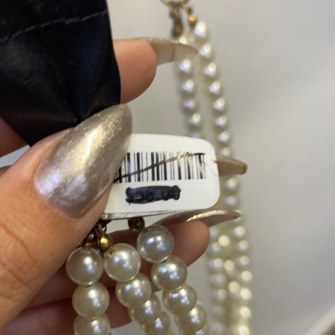 Free People Pearl Necklace with black ribbon