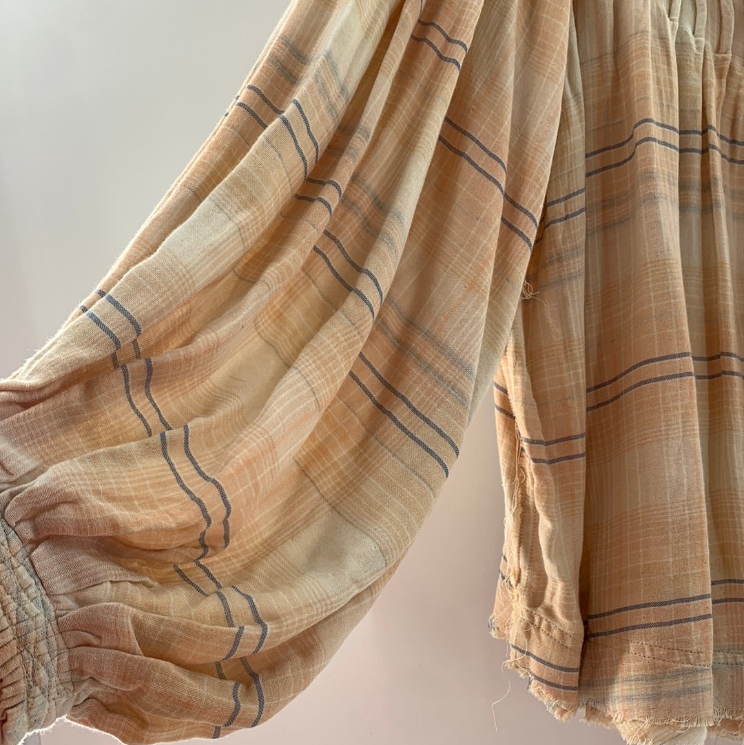 Free People Pastel Plaid Prairie Top (XS)
