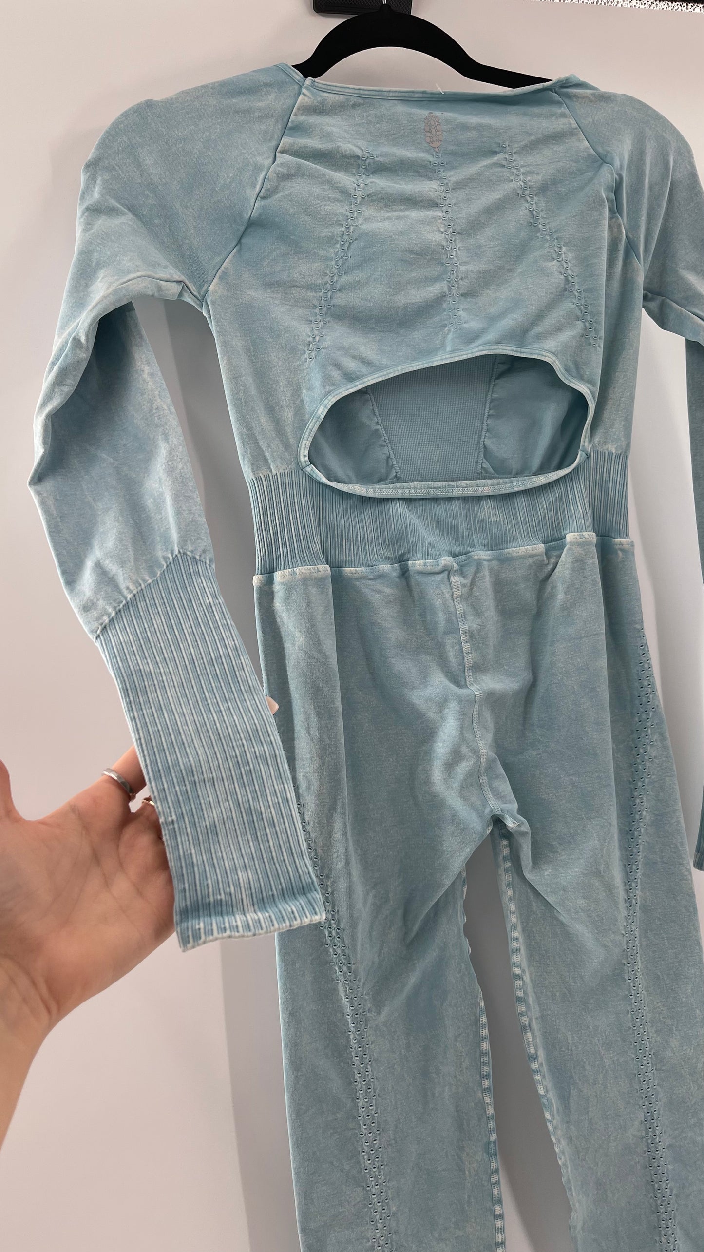 Free People Movement Baby Blue Elastic Good Karma Jumpsuit (M/L)