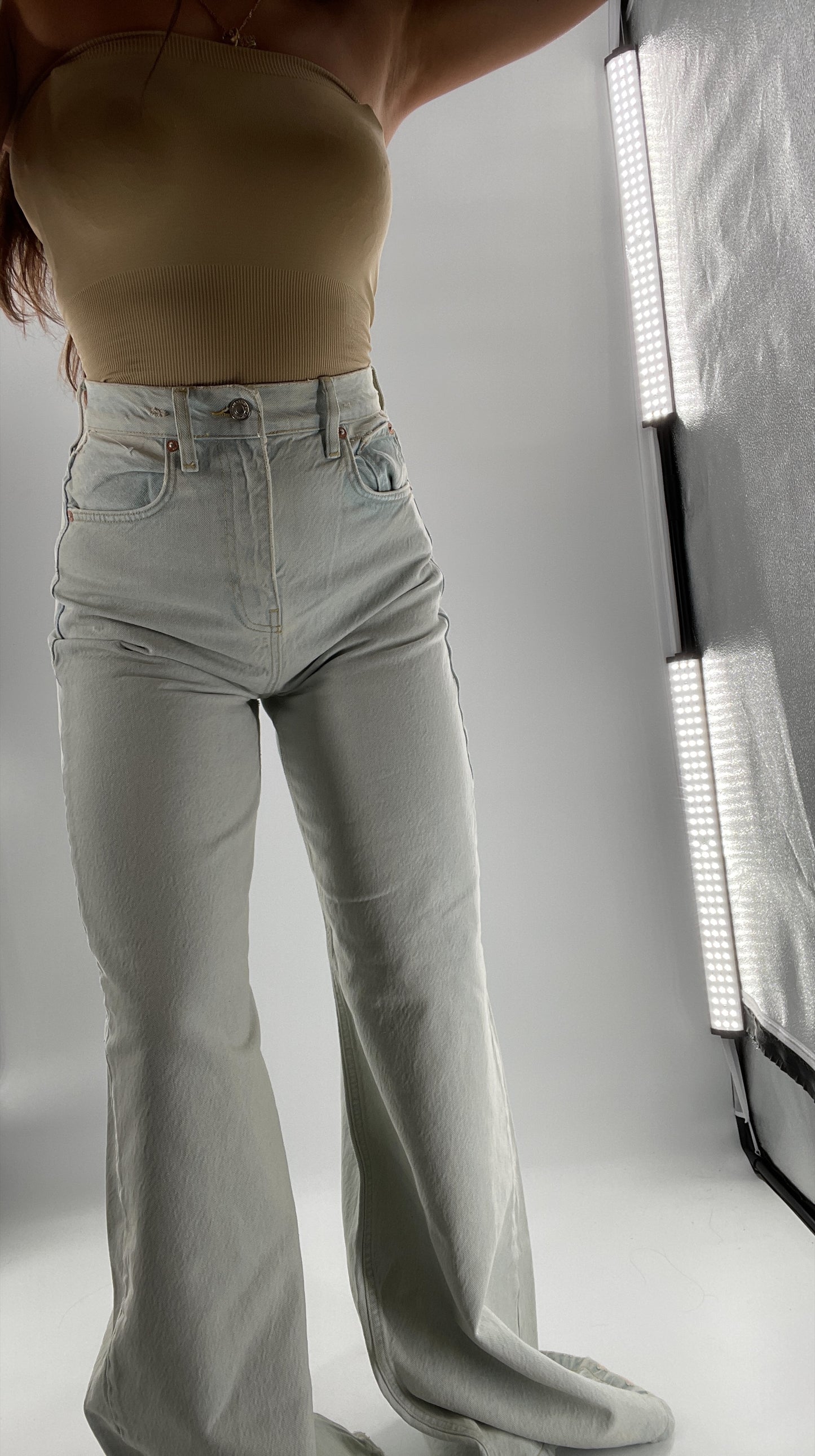 Free People Light Wash High Waist Wide Legs (27)