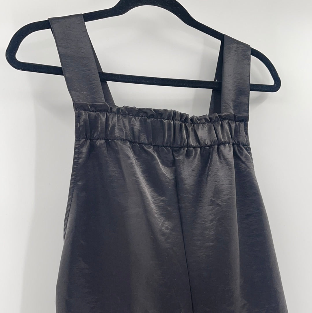 Urban Outfitters Black Satin Backless Tie on Back Side Knife Pockets (Size M)