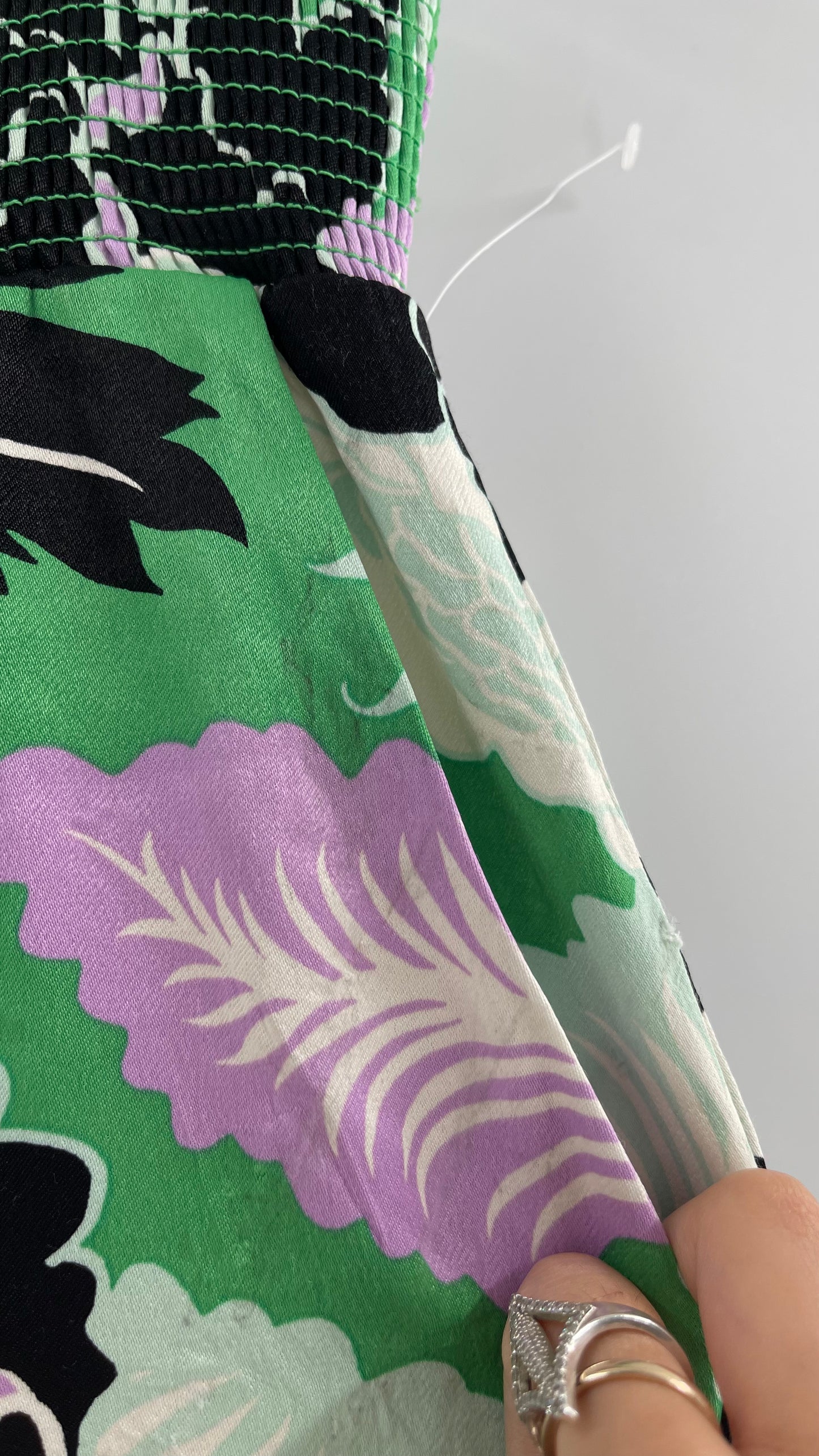 Maeve Anthropologie Kelly Green Floral Wide Legs (XS)