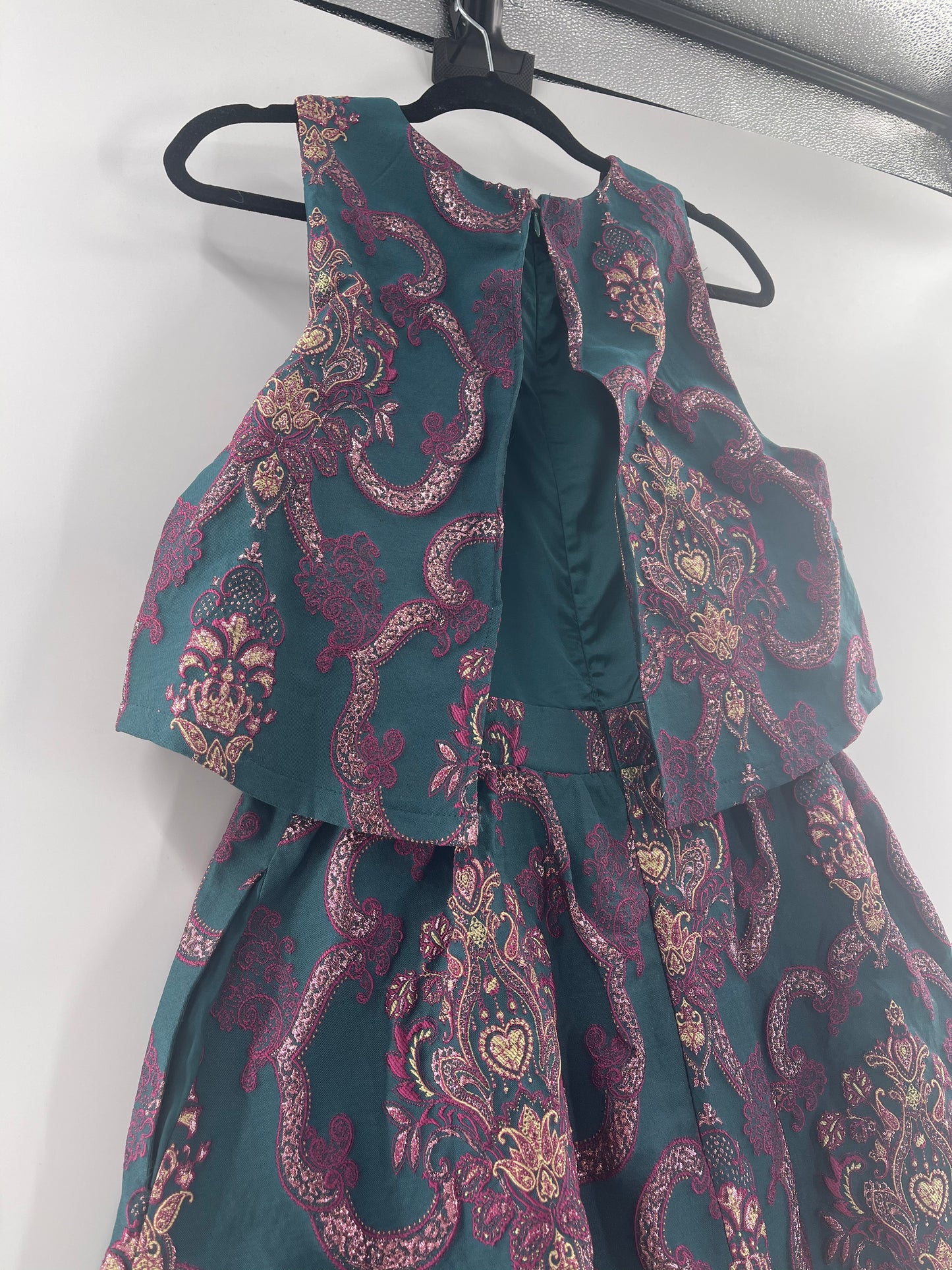BHLDN Anthropologie - Green Brocade Mini Dress (8)