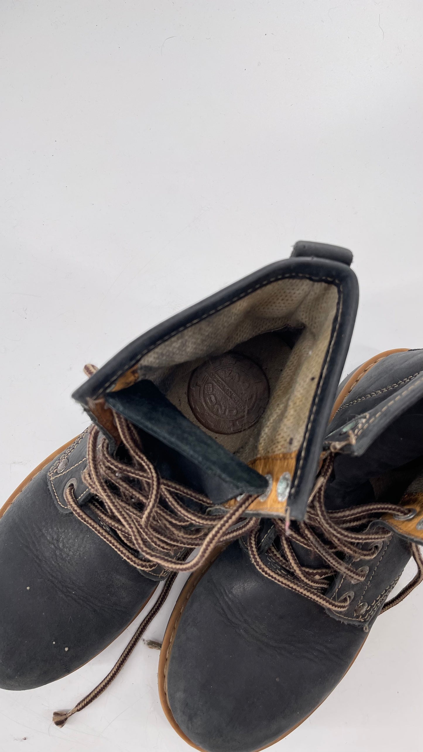 Vagabond Leather Lace Up Combat Charcoal Boots - Size 8