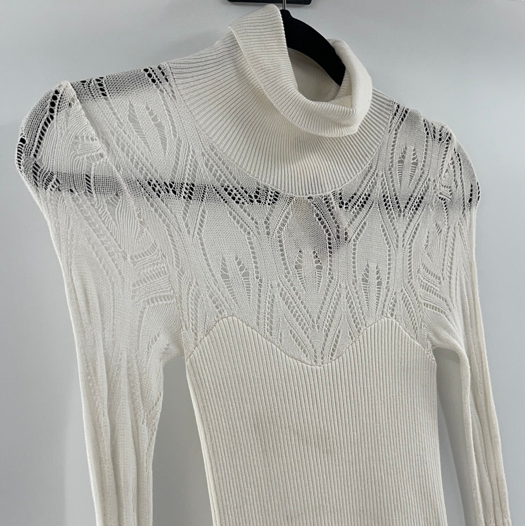 Free People White Knit Bodysuit (XS)