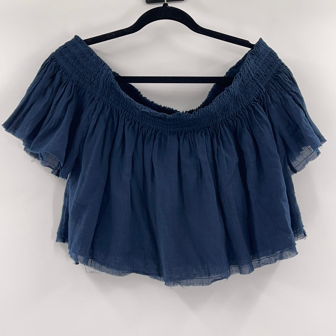 Free People Navy Blue Off the Shoulder (L)