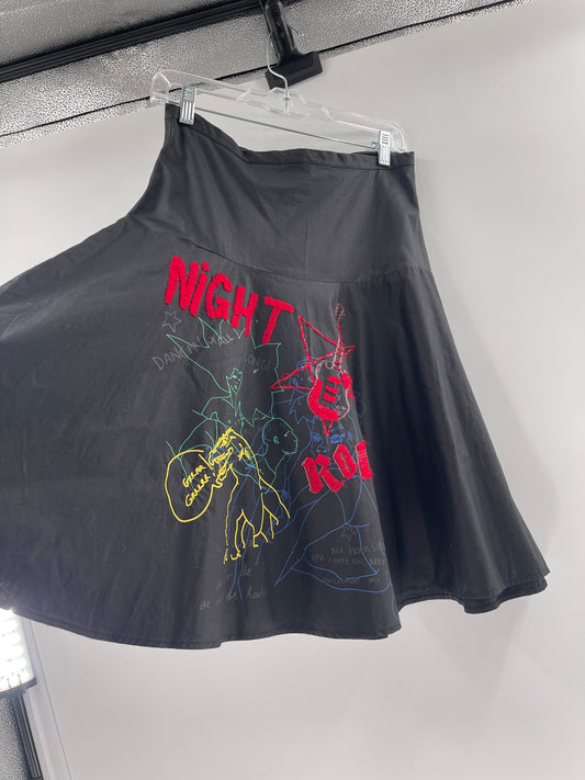 Deesigual - Punk Rock Embroidered Vintage Skirt (Size 36)