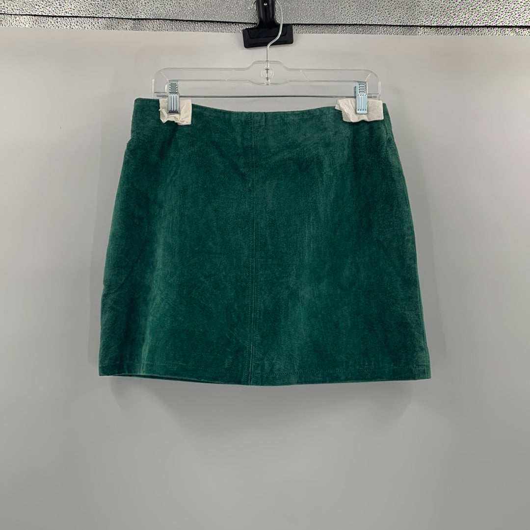 Urban Outfitters Renewal - 100% Suede Vintage Green Mini Skirt (Size Large)