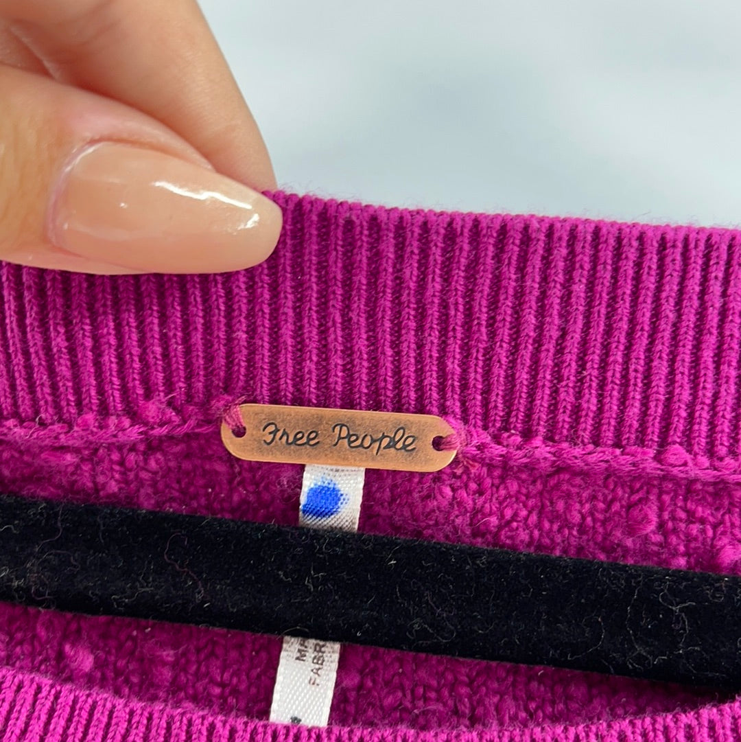 Free People Fuchsia Cropped Sweater (Size Small)