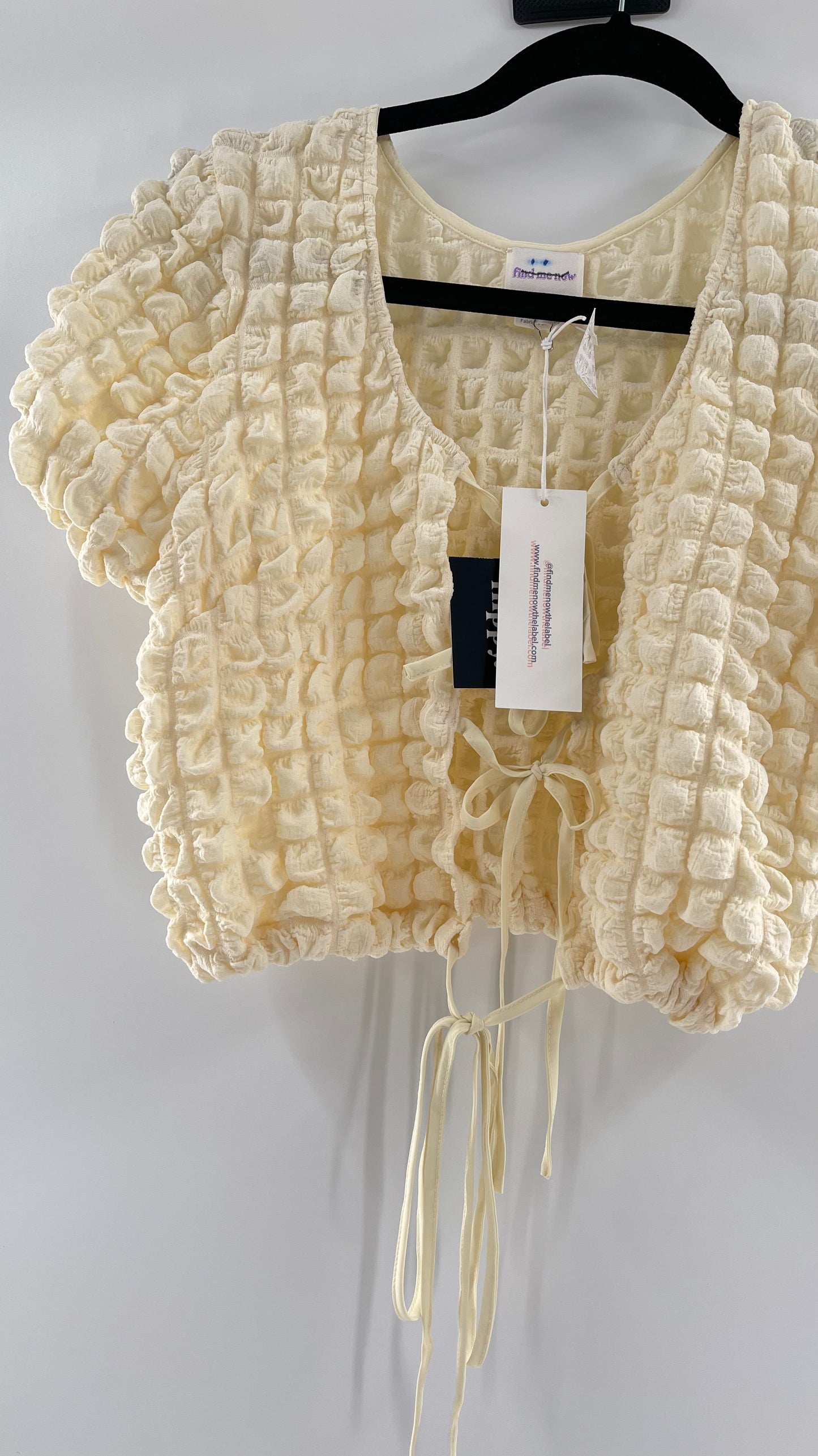 Find Me Now x Free People Cream Puffed Fabric Crop (XS)