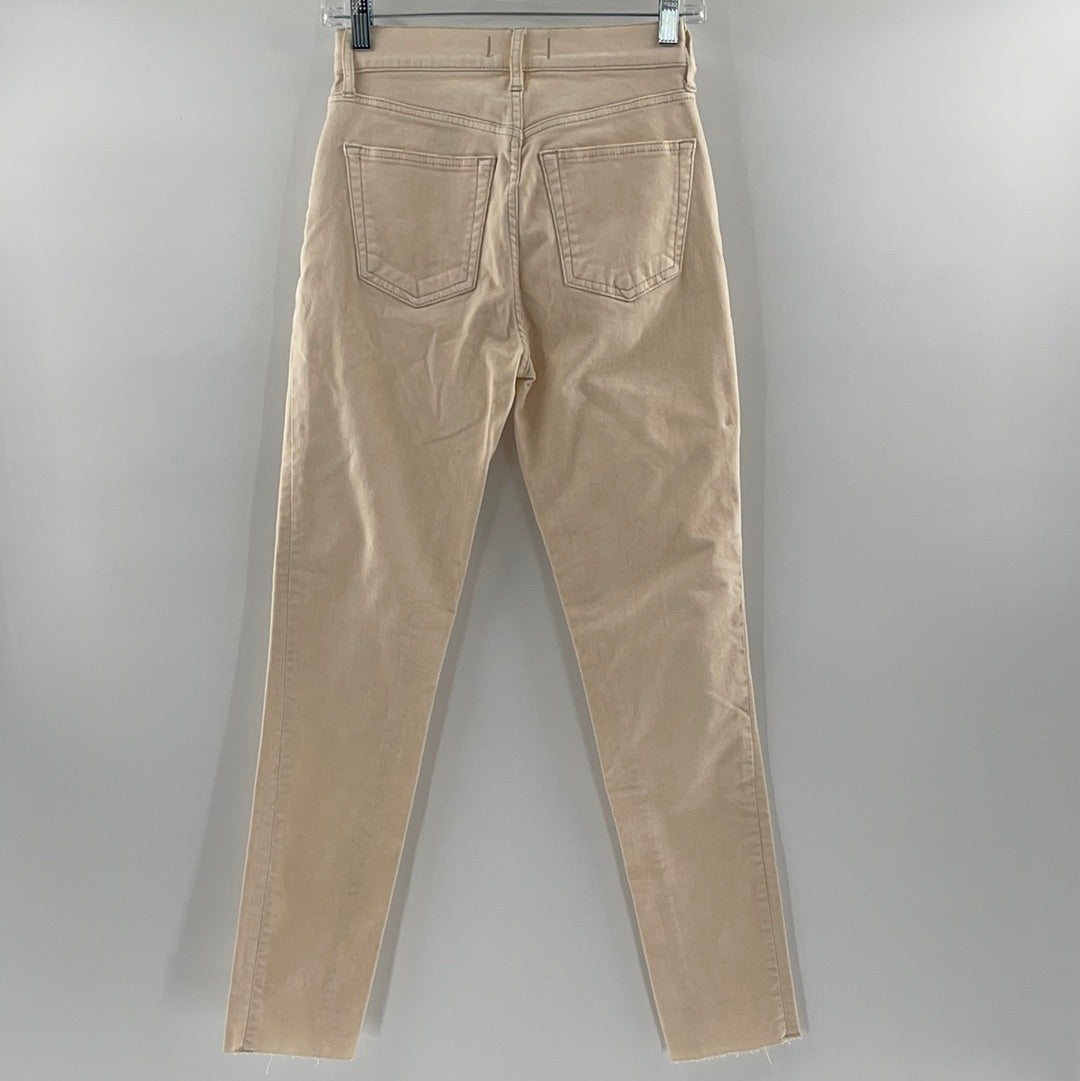 Free People Off White/Cream Velvet Button Up Jeans (Size 26)