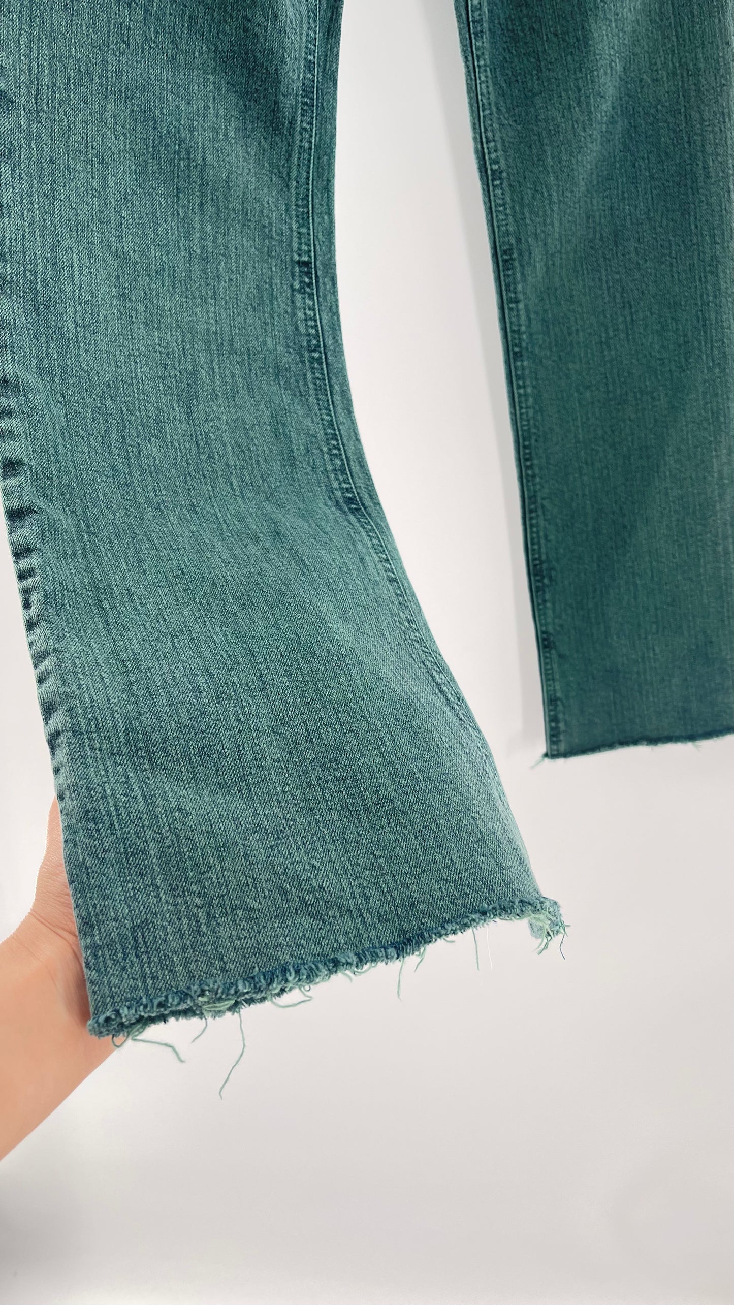Jeanology Mid Rise Faded Teal Straight Legs (4)
