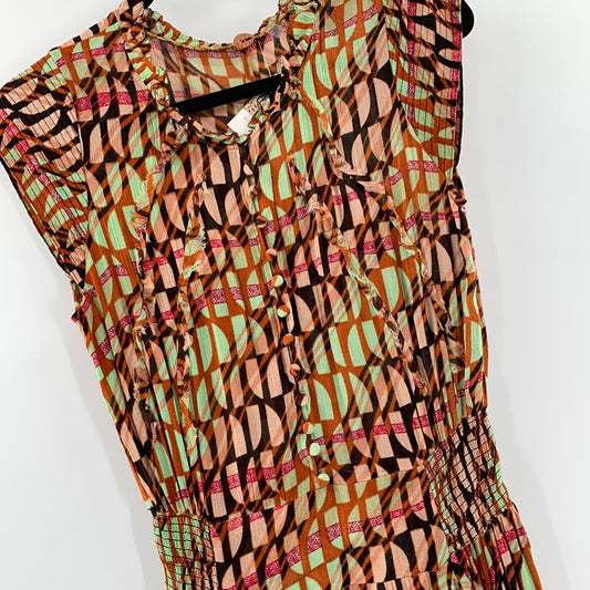 Free People One - Orange + Brown Jumpsuit (Size XS)