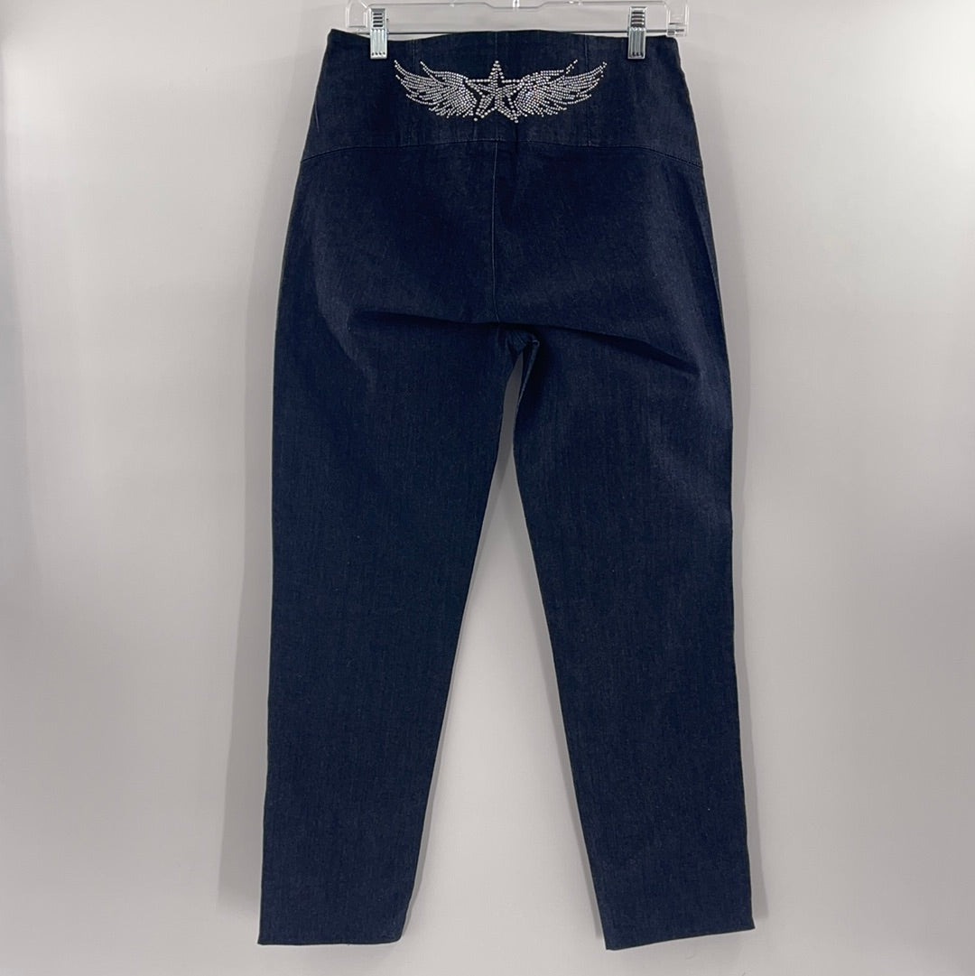 Vintage Wax Jeans with bedazzled back waistline (Sz XL)