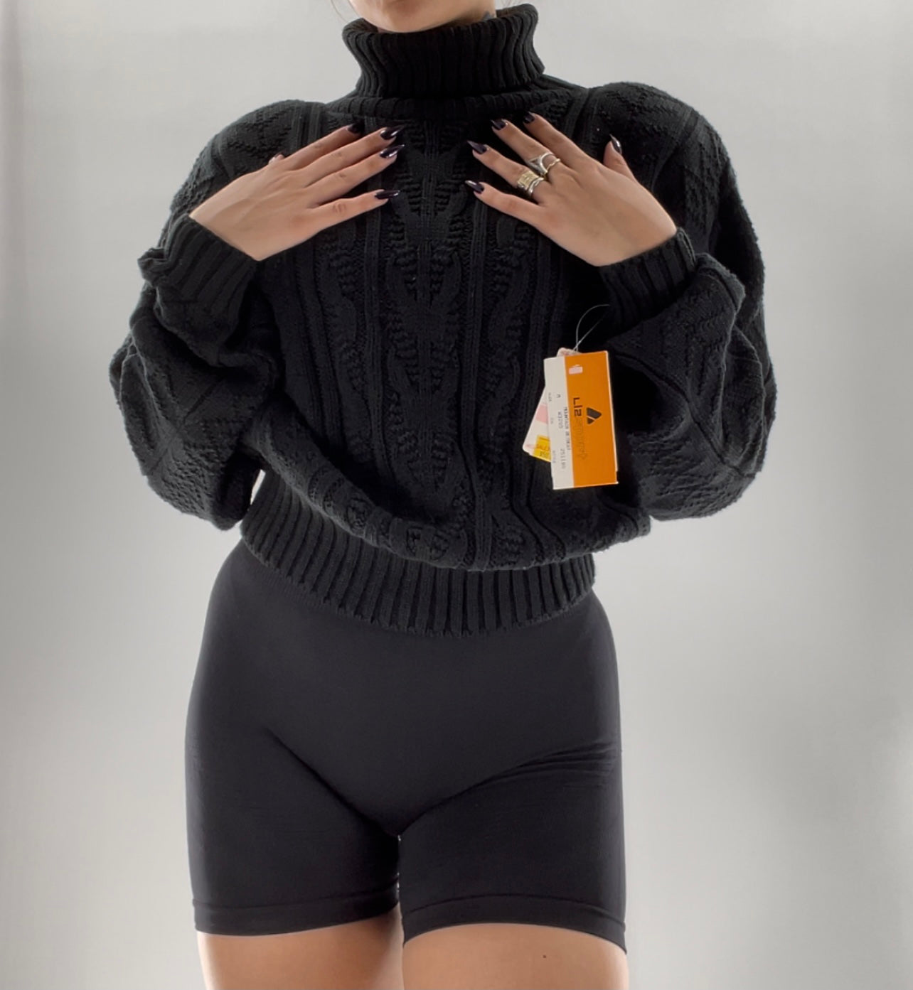 Deadstock Vintage Black Cableknit LizSport Sweater