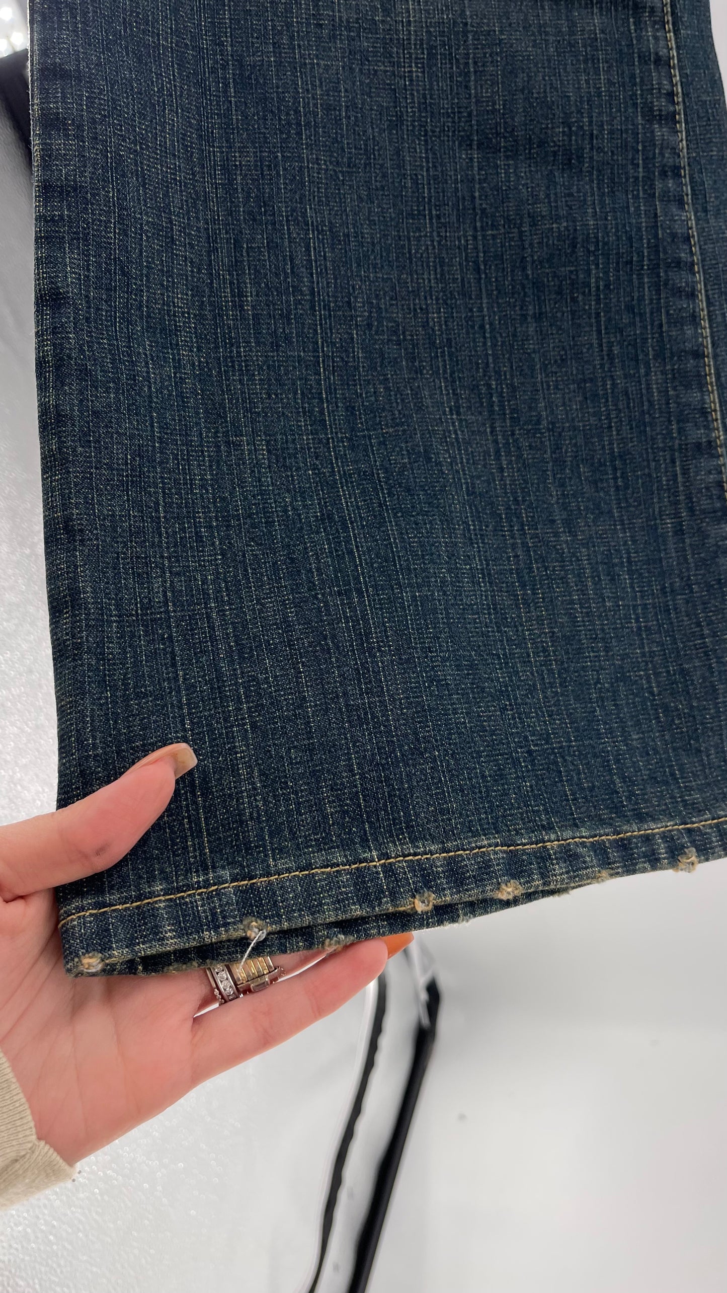 Deadstock Vintage BISOU BISOU Denim Flare Jeans with Embellishments (16)