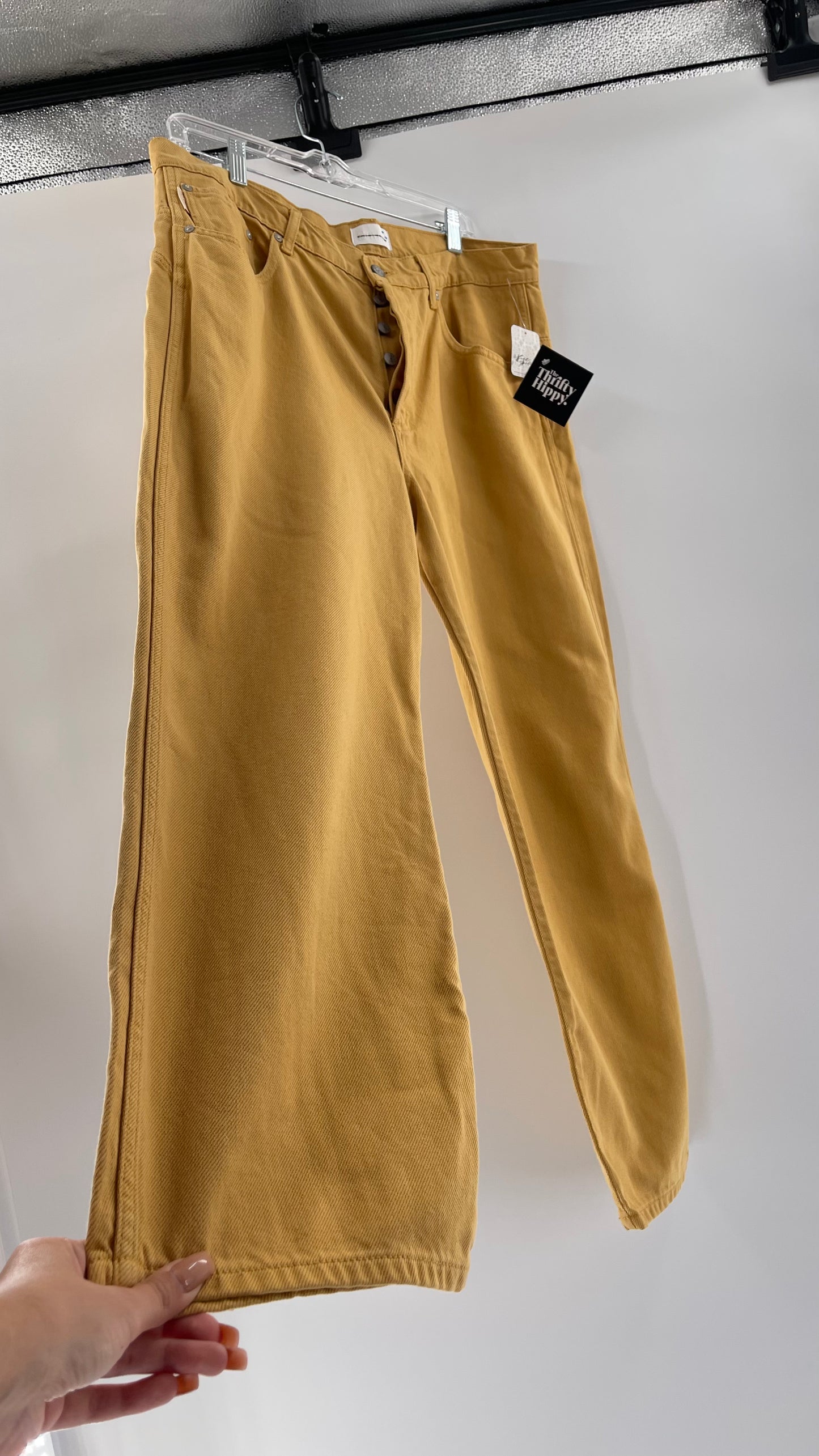 BOYISH Free People Mustard Yellow Straight Leg Jeans (32)