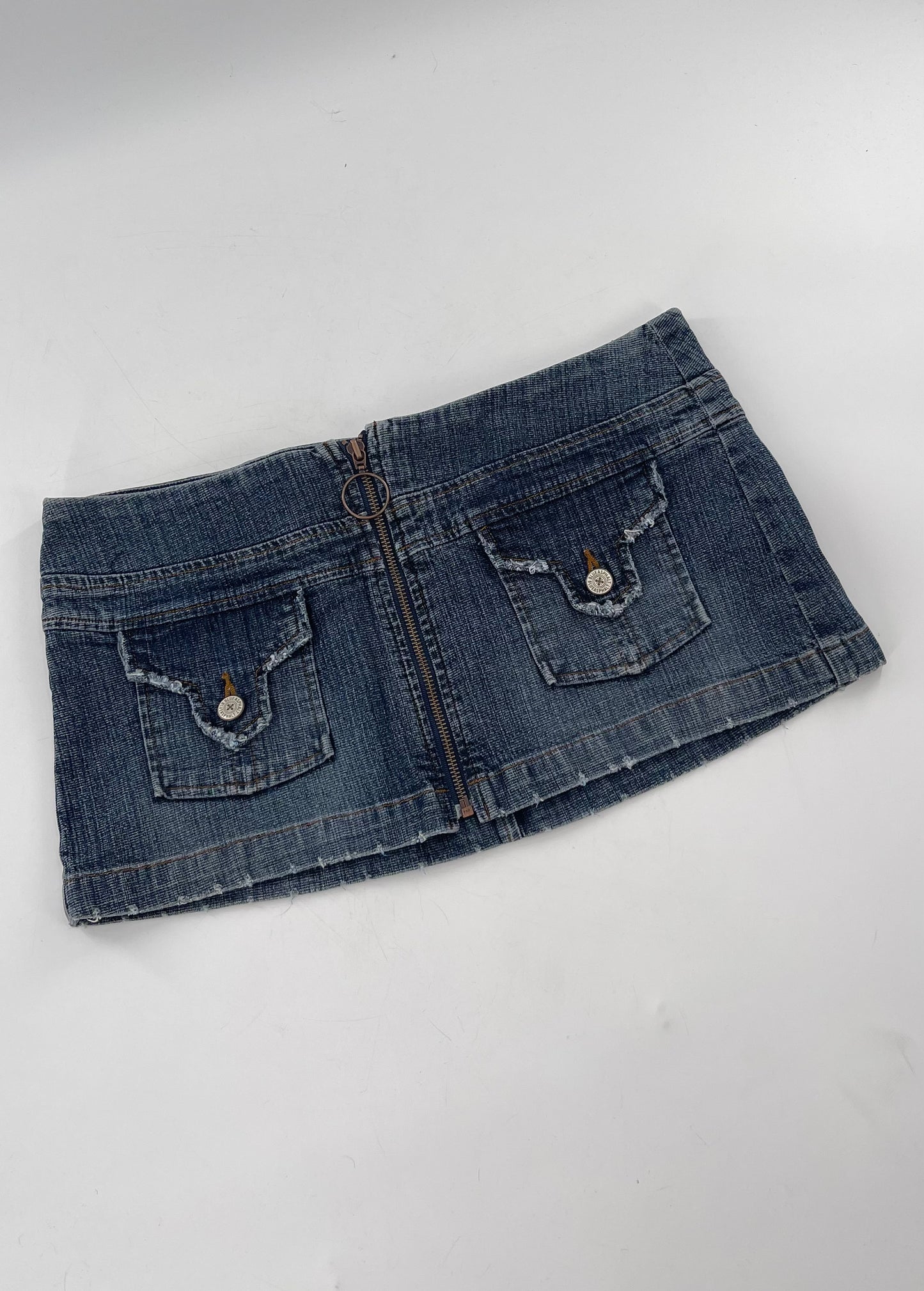 Vintage Blue Asphalt Denim Micro Mini Skirt (29/30)