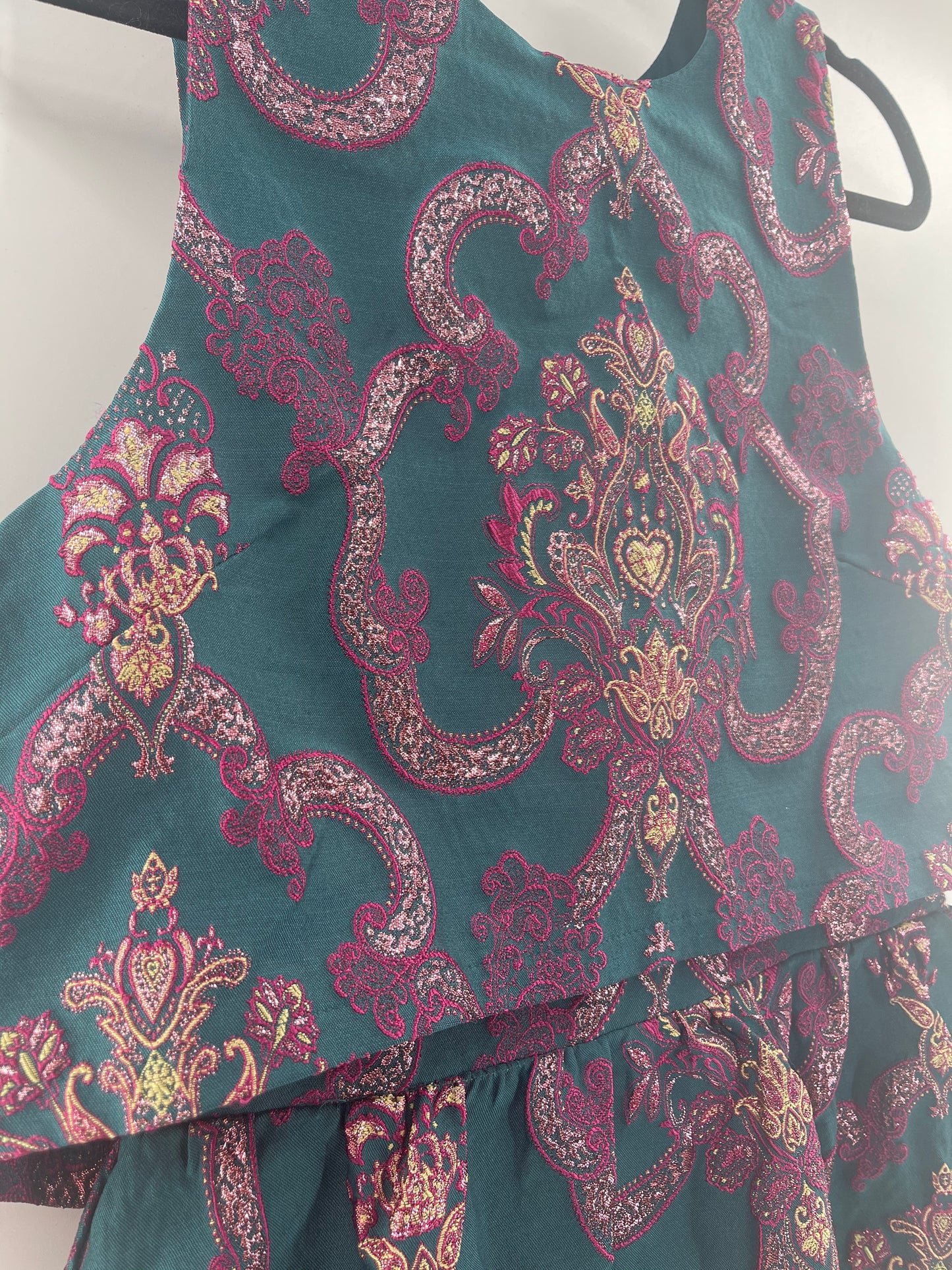BHLDN Anthropologie - Green Brocade Mini Dress (8)