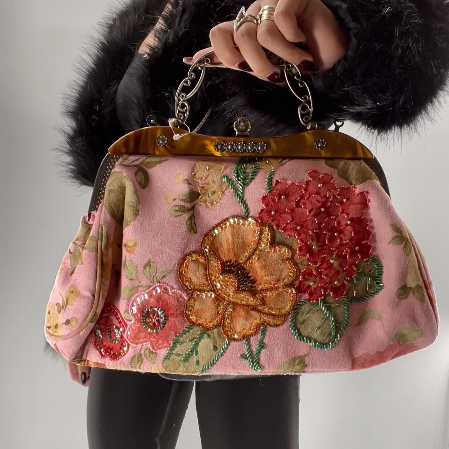 Vintage Pink Floral Purse