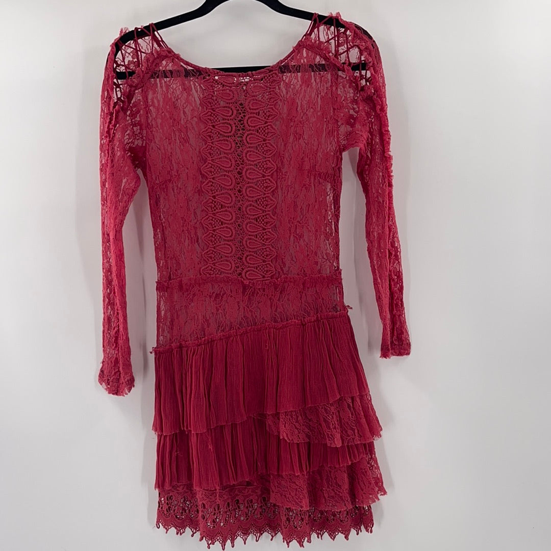 Free People Jen’s Pirate Booty Wine Lace Dress (S)