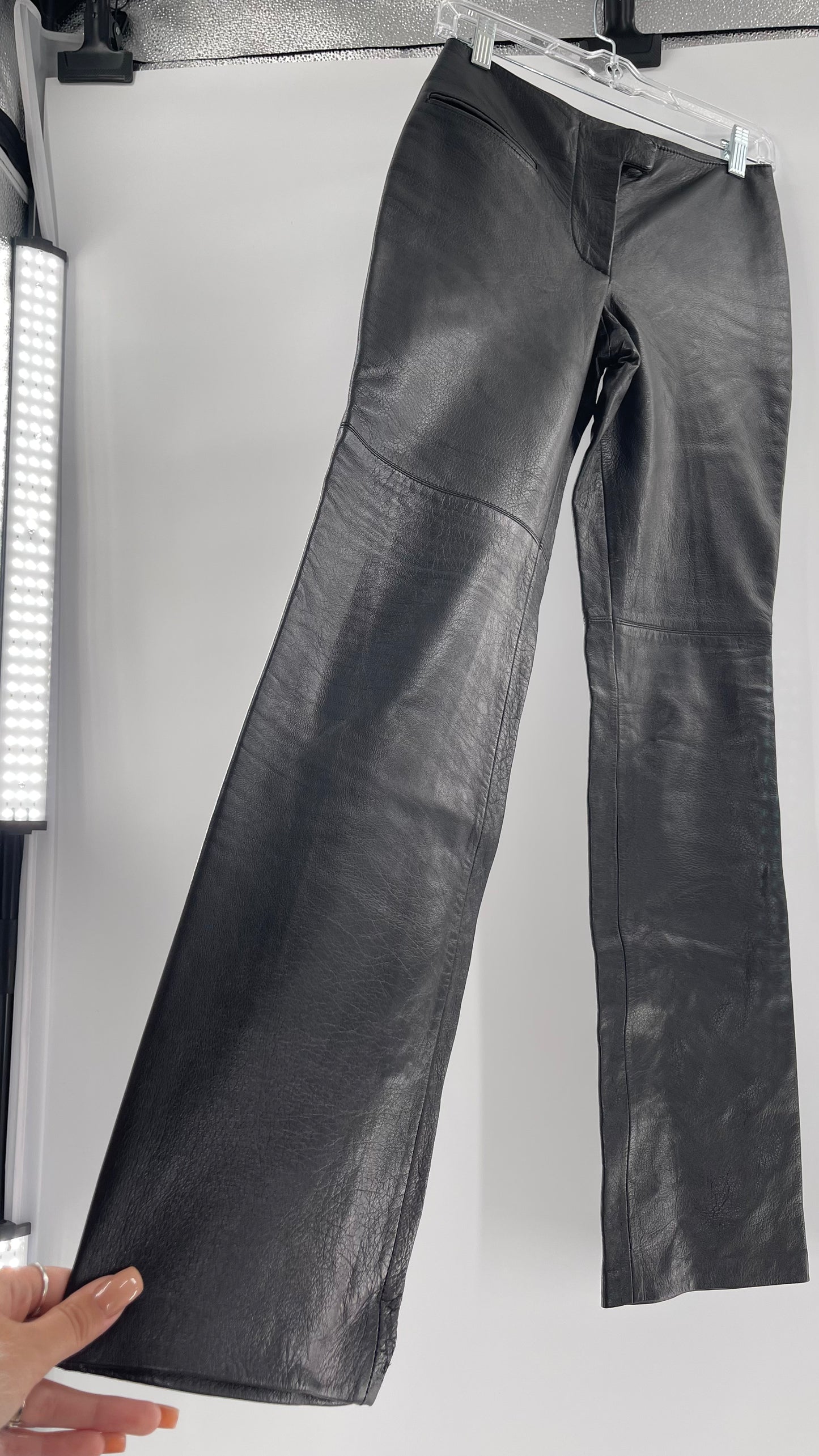 Vintage Márcia Italian Lamb Leather Kick Flare Trouser Pants (00)