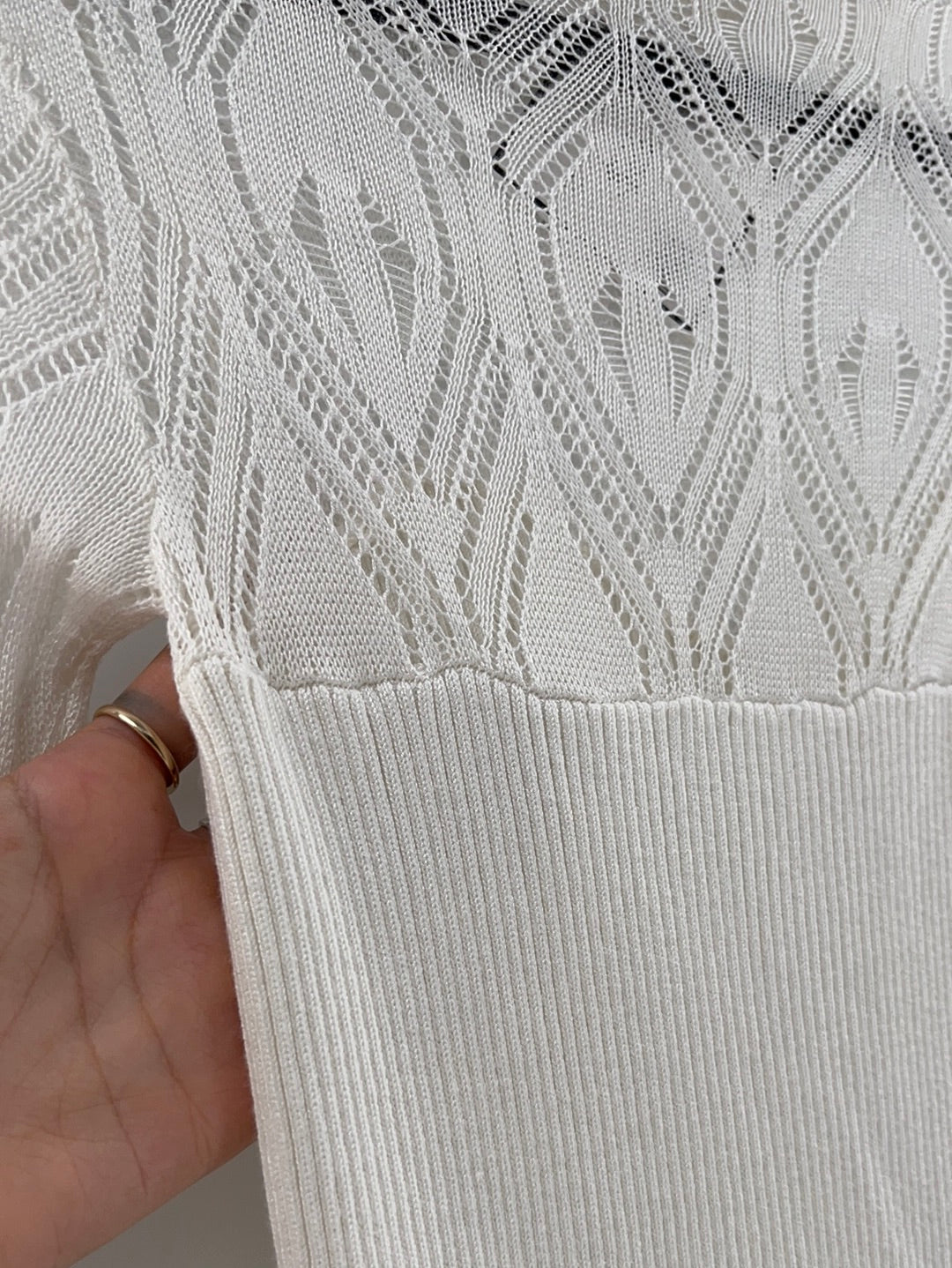 Free People White Knit Bodysuit (XS)