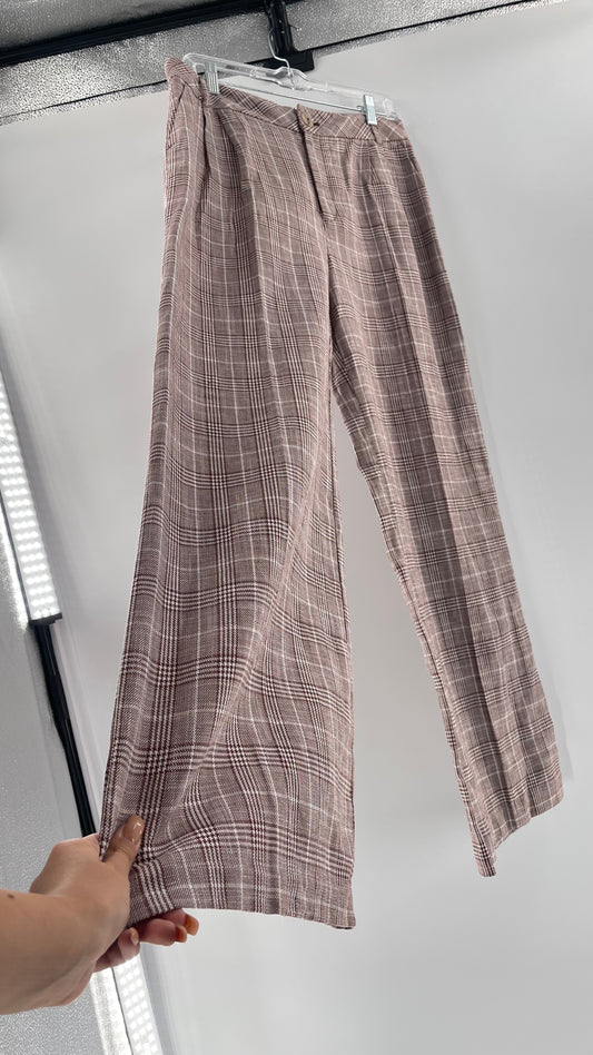 Anthropologie Maeve Brown Plaid Cotton/Linen Trouser (14)