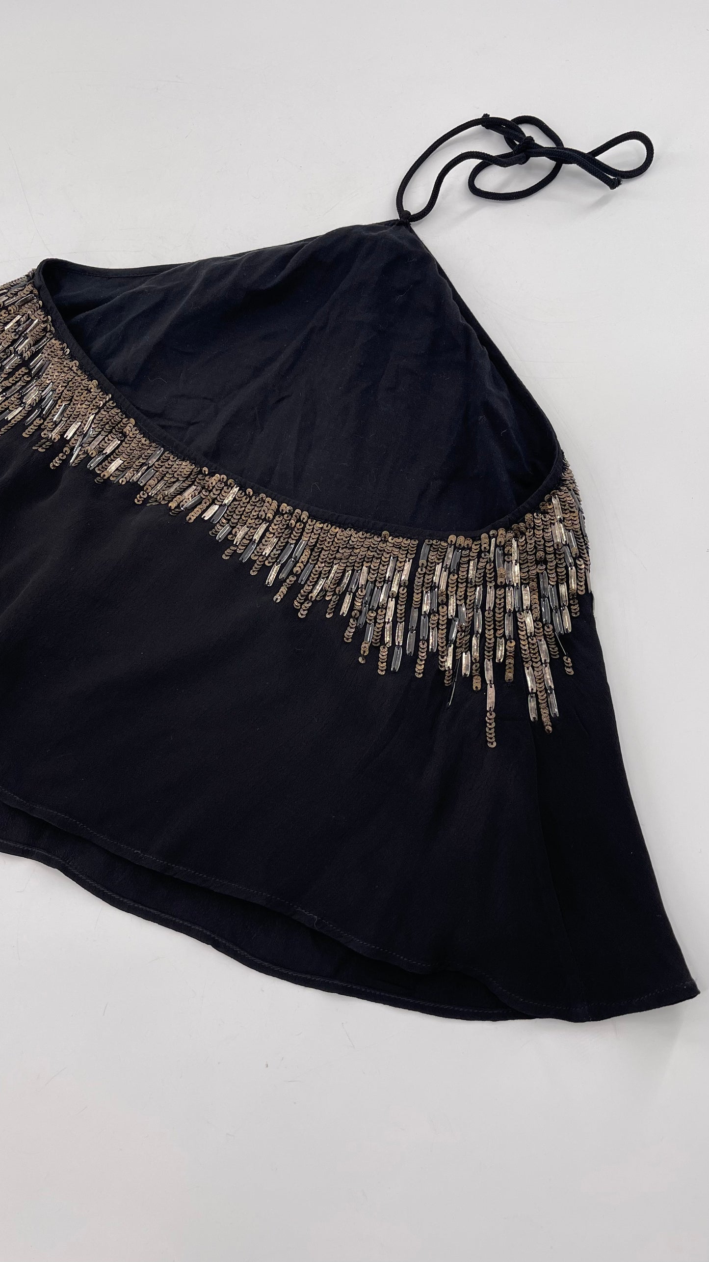 Free People Black Beaded Halter (XS)
