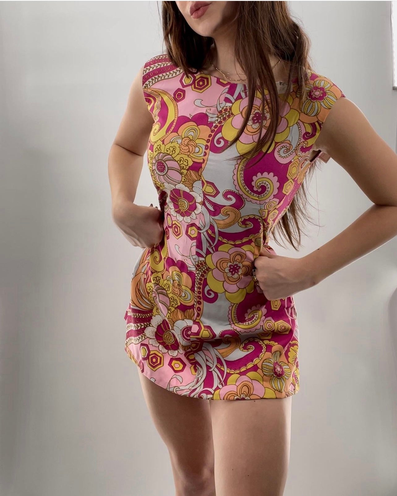 Vintage 1970s Handmade Tunic Mini Dress (Sz XS/S)