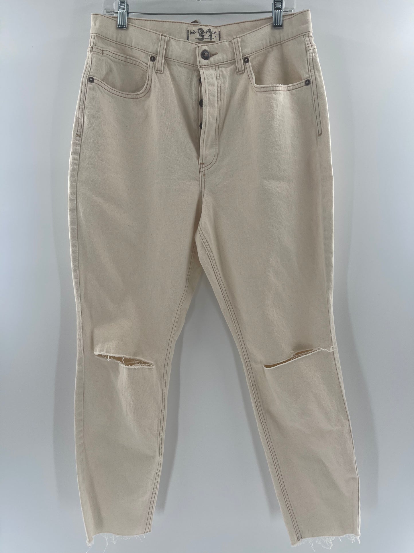 Free People Curvy White/Cream Jeans (Size 31)