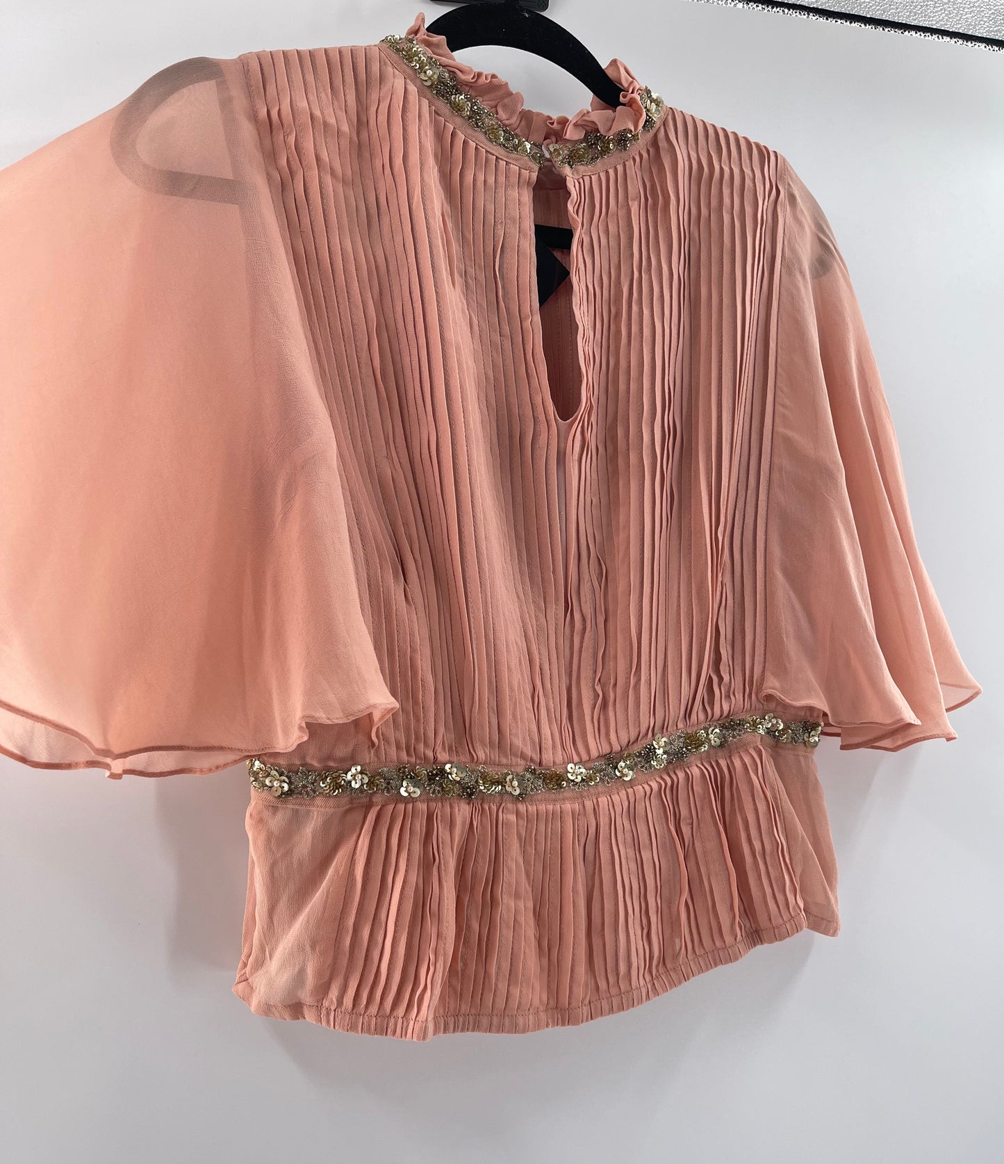 Varun Bahl Dusty Pink Pleated + Embellished Top (Small)